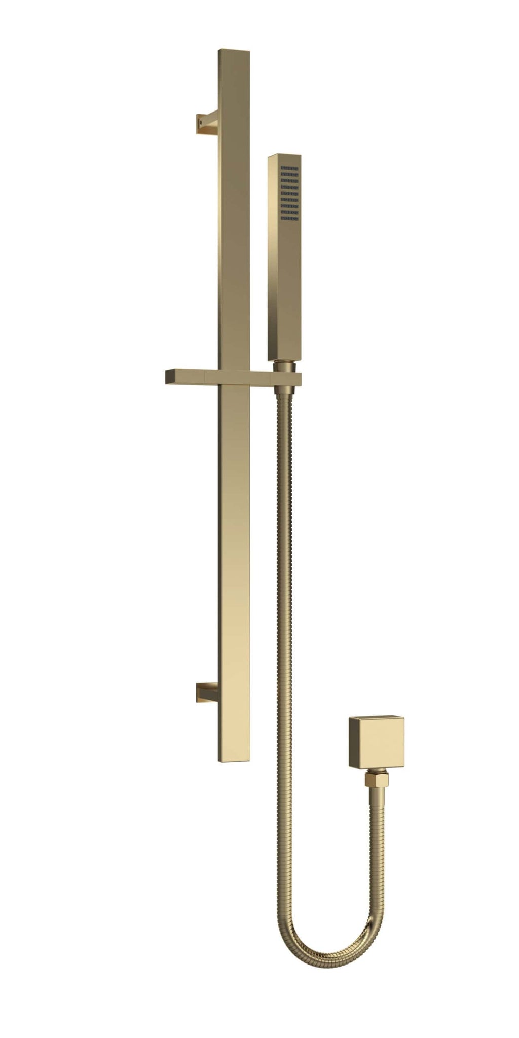 Shower panel with handheld shower head and wall-mounted control unit in a modern bathroom design. Perfect addition for luxury and functional bathroom renovations by Bubly Bathrooms.