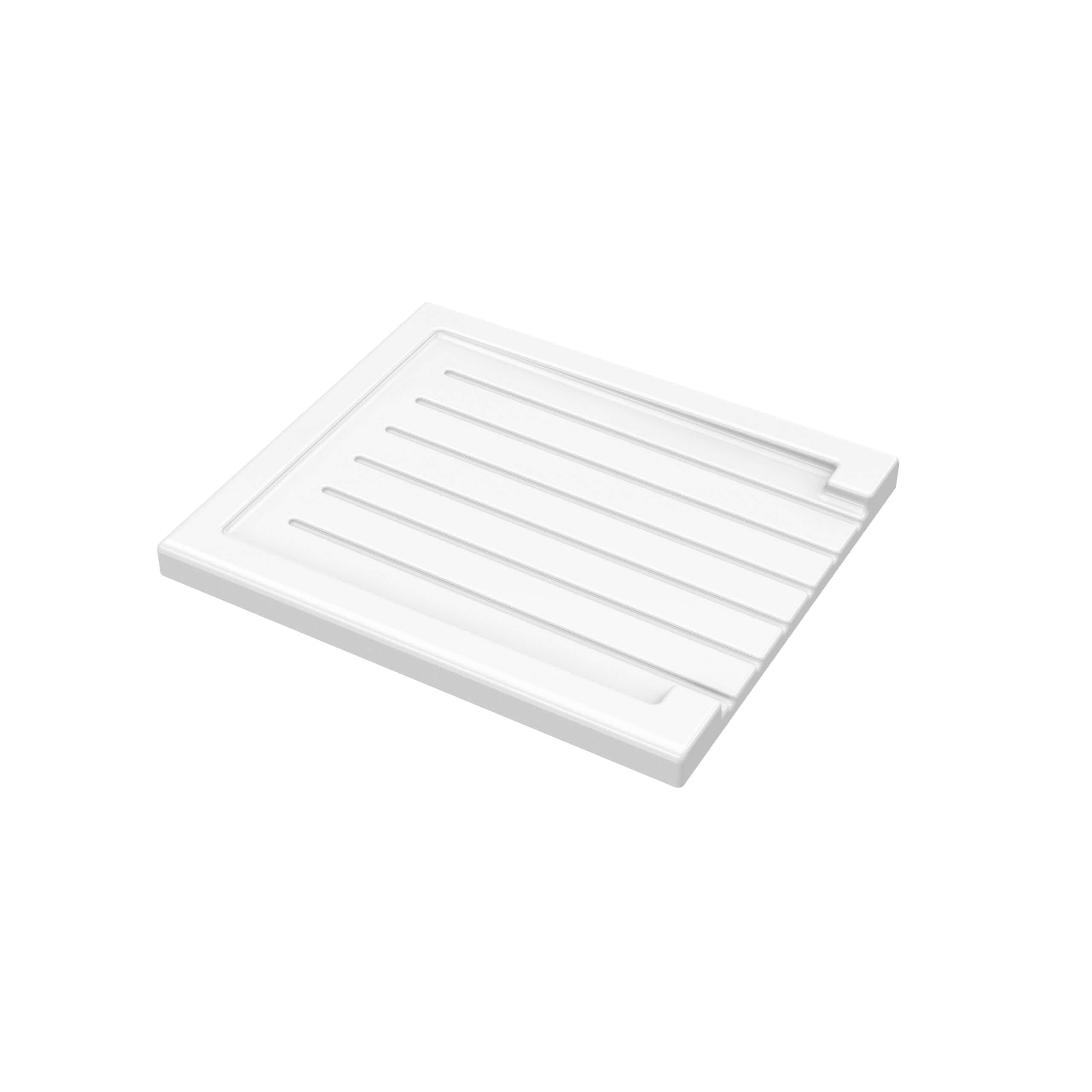 Light grey shower tray with anti-slip surface and drainage grooves for modern bathroom bathroom installations. Durable and easy to clean.