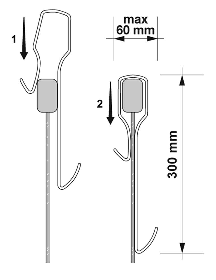 Heavy-duty shower DOMESTIC safety hook with dimensions 300mm long for secure towel hanging, ideal for bathroom decor and functionality.