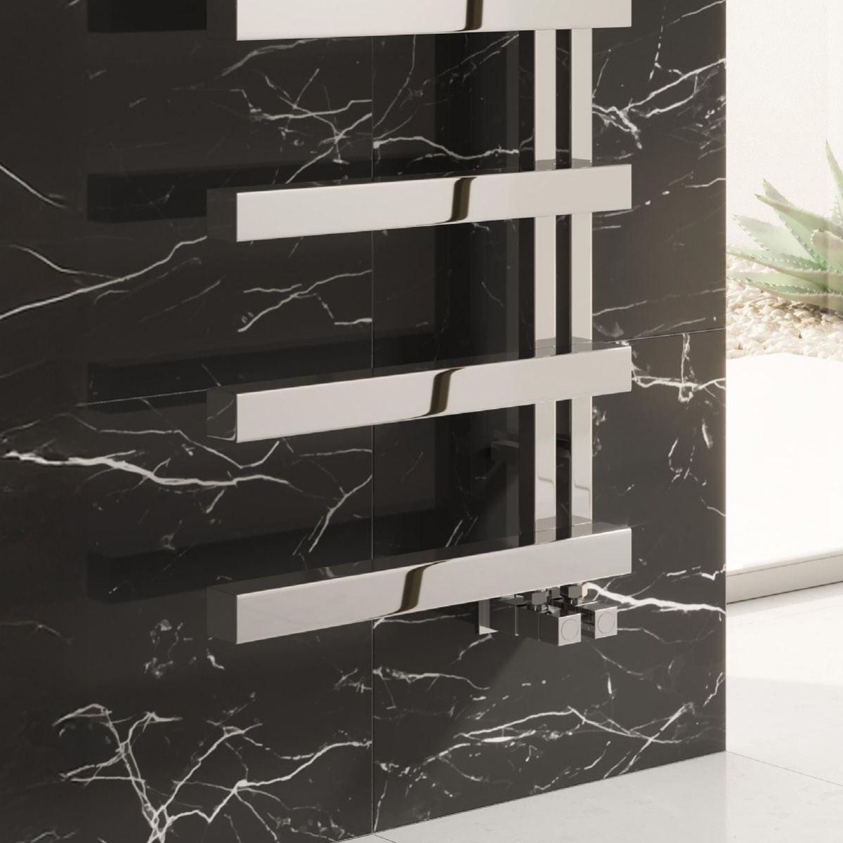 Reina Piazza Polished Stainless Steel Heated Towel Rail