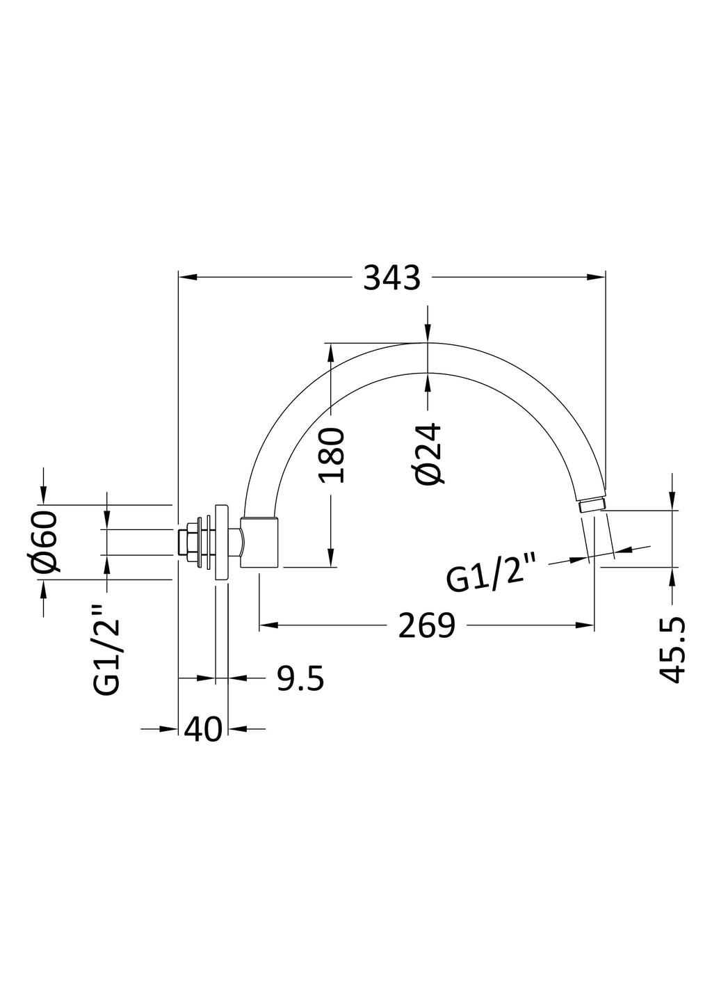 High-quality bathroom sink faucet technical drawing with detailed dimensions for Bubly Bathrooms. Ideal for bathroom renovation, installation, and plumbing design in the UK.