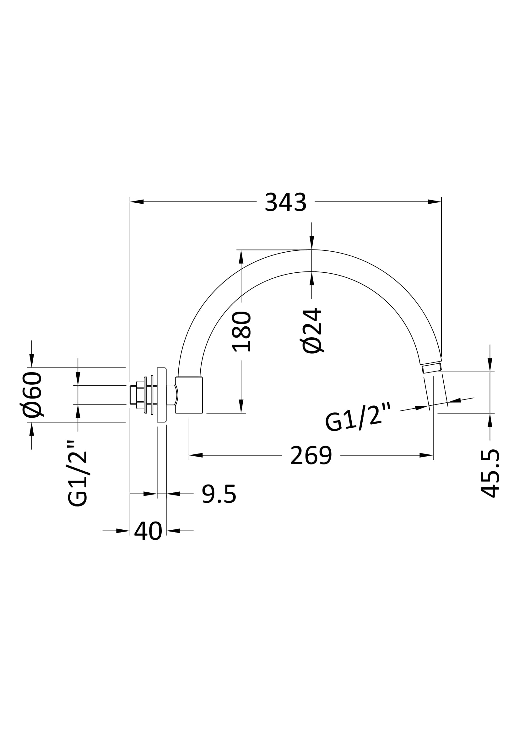 High-quality bathroom sink faucet technical drawing with detailed dimensions for Bubly Bathrooms. Ideal for bathroom renovation, installation, and plumbing design in the UK.