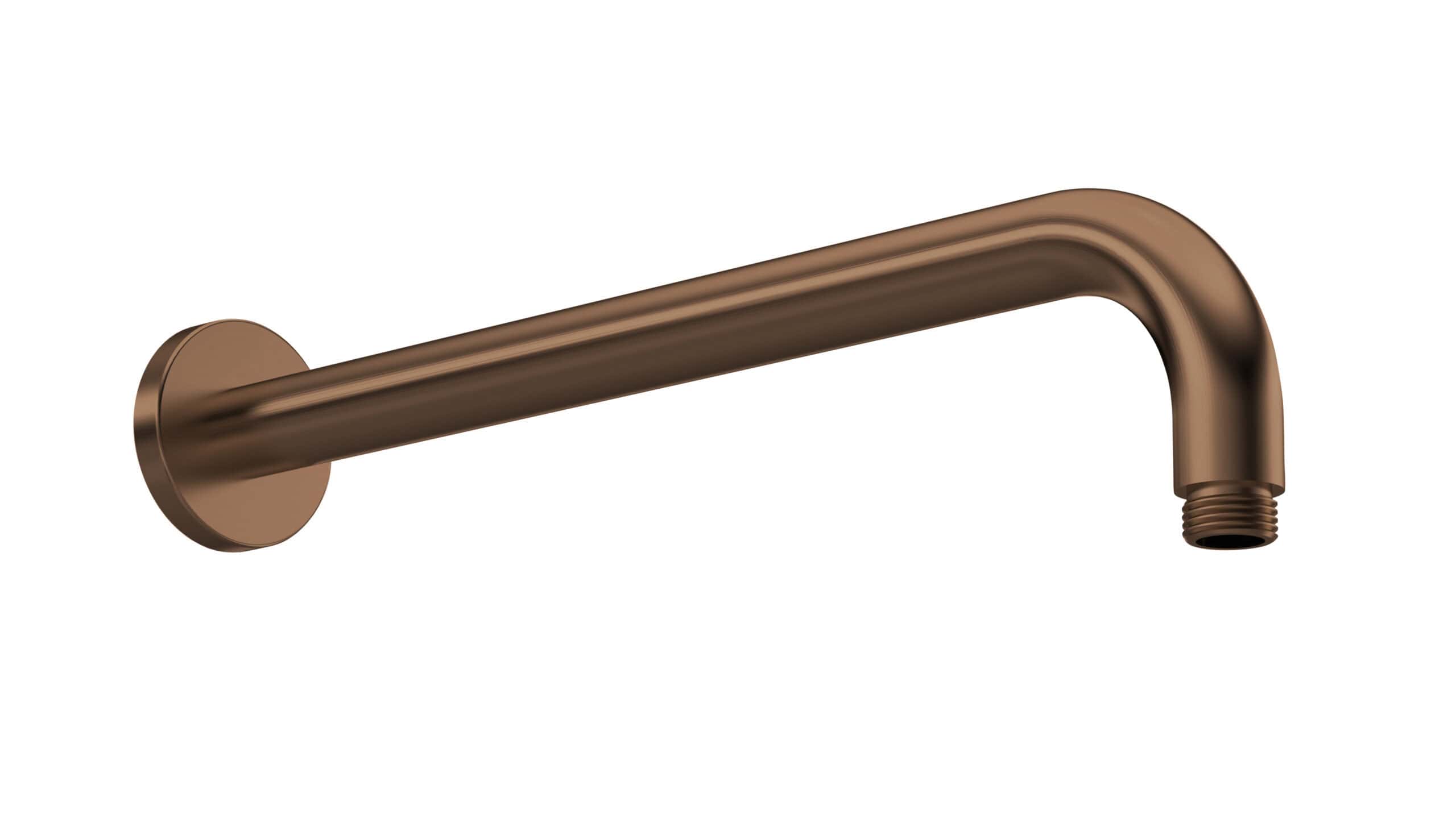 Accessible bronze bathroom wall-mounted shower arm for modern bathroom design.