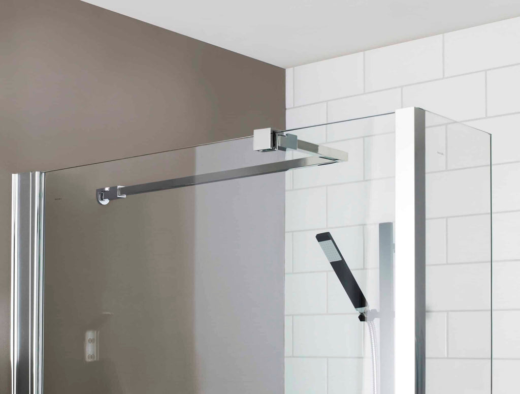 High-quality modern shower enclosure with chrome fixtures and glass panels for stylish bathroom renovation.