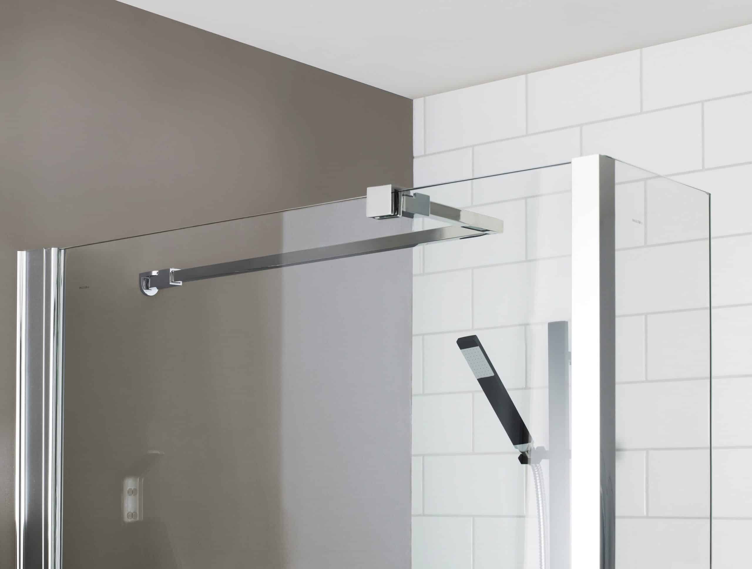 High-quality modern shower enclosure with chrome fixtures and glass panels for stylish bathroom renovation.