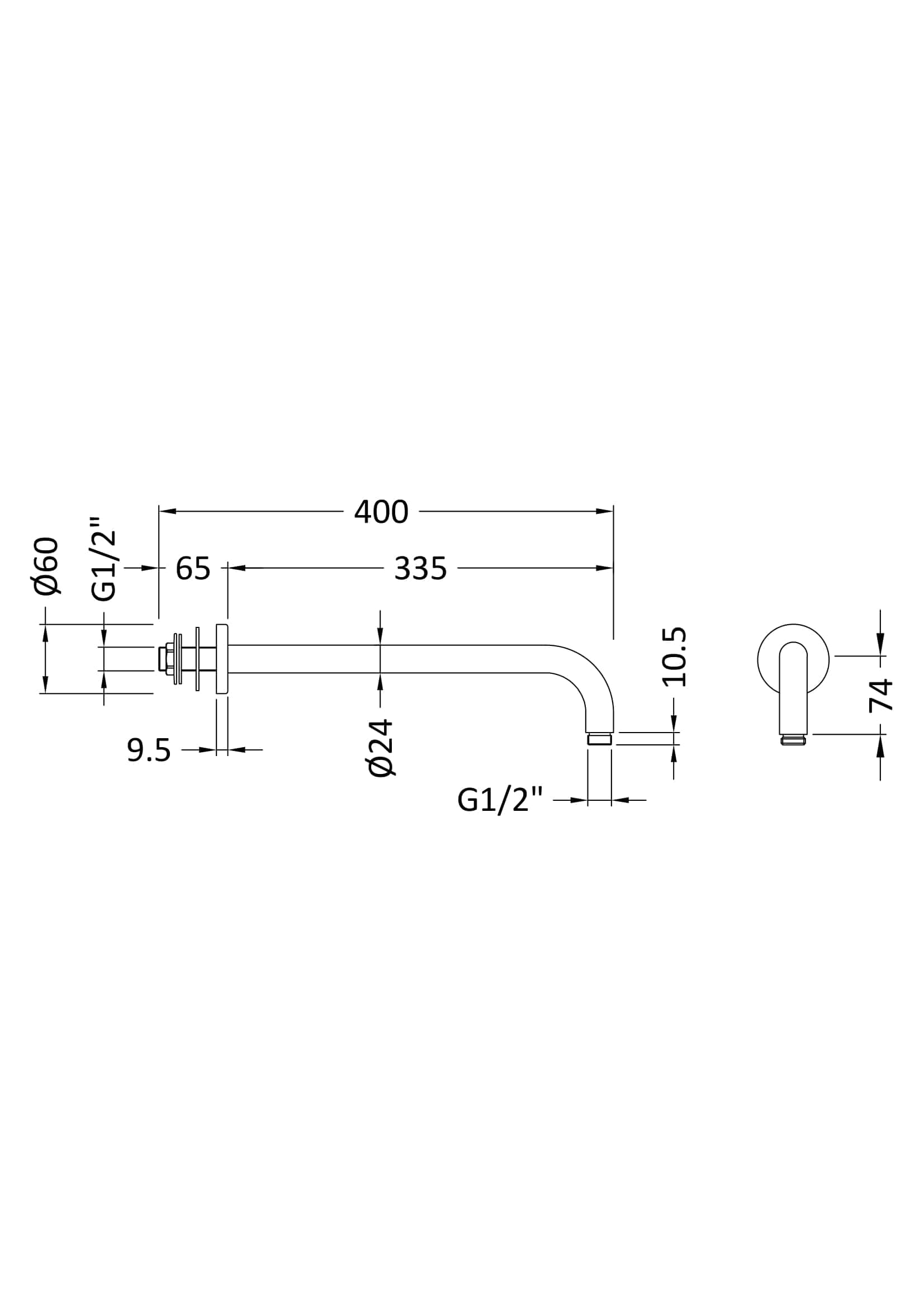 High-quality bathroom tap technical drawing with precise measurements for Bubly Bathrooms installation. Detailed plumbing specifications and dimensions showcased for professional bathroom hardware fitting.