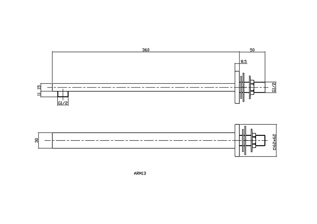 High-quality technical drawing of Bubly Bathrooms shower valve with detailed measurements and specifications, showcasing modern bathroom fittings.