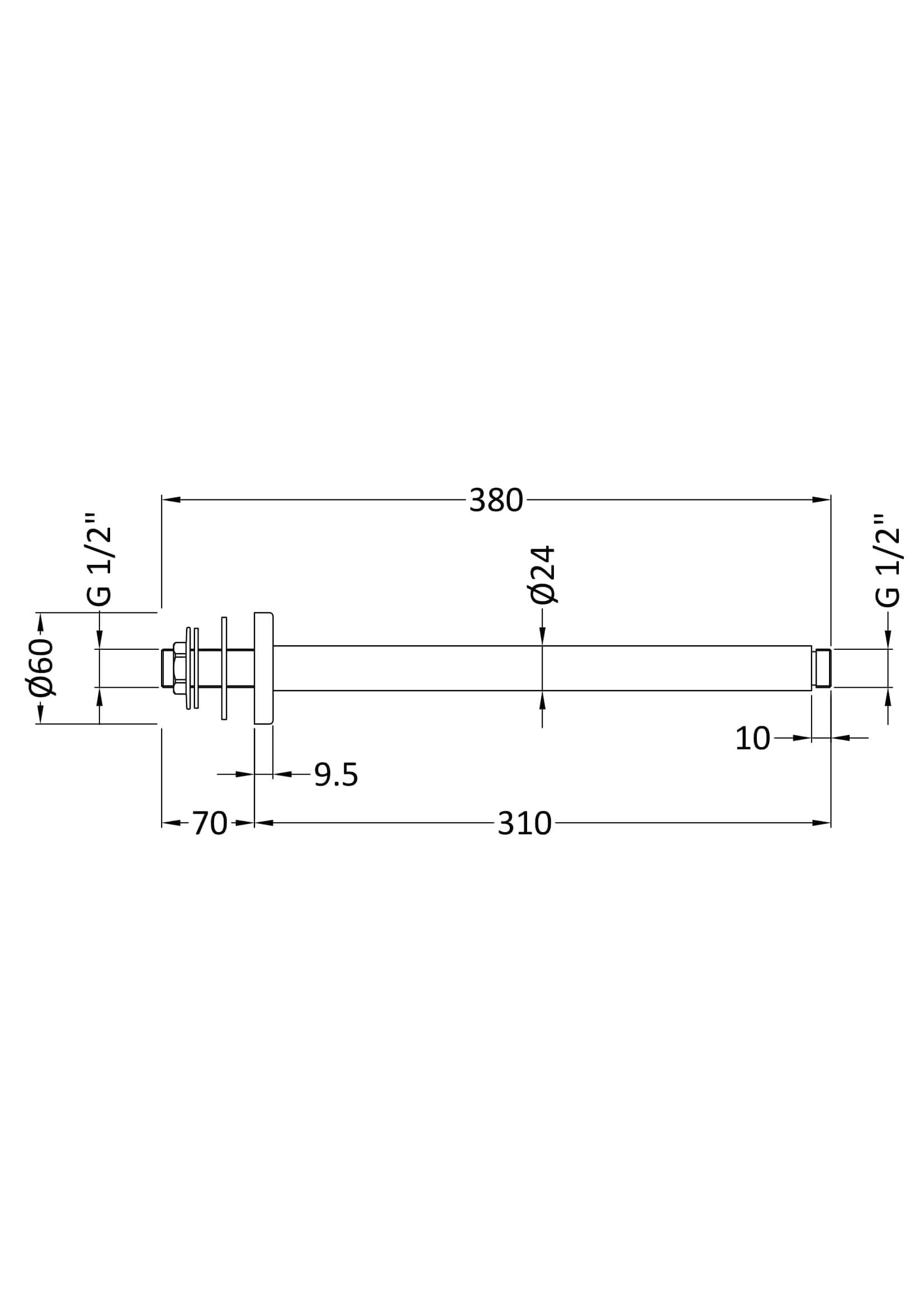 High-quality bathroom drain pipe with precise measurements, suitable for Bubly Bathrooms installations, featuring durable materials and reliable G1/2 inch threaded connections for optimal plumbing performance.