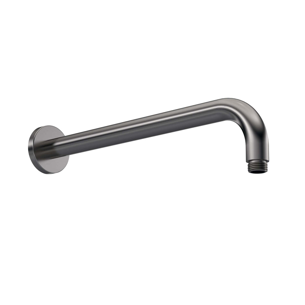 High-quality stainless steel bathroom shower arm, wall-mounted with threaded connection for easy attachment, modern design suitable for contemporary showers and bathroom renovations.