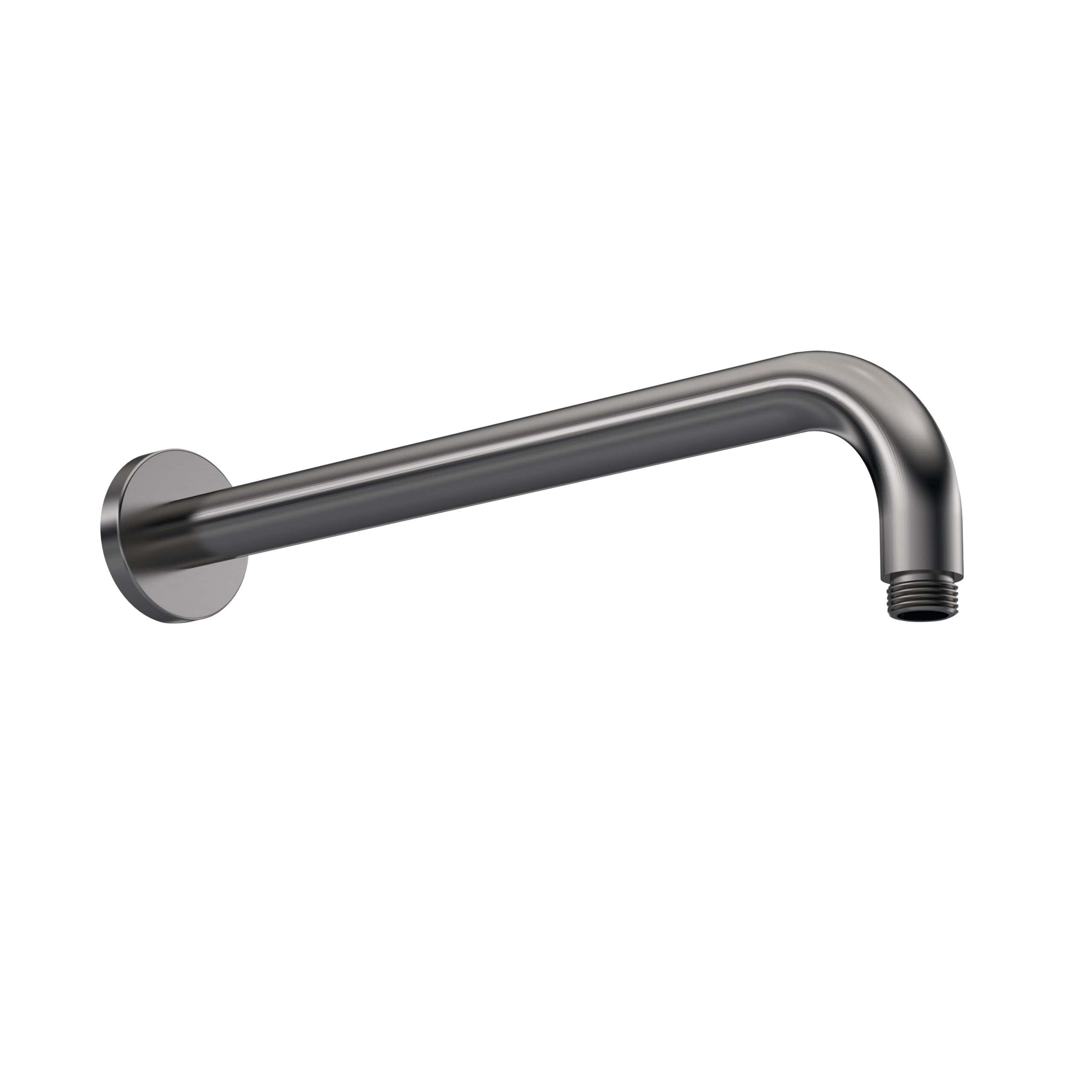 High-quality stainless steel bathroom shower arm, wall-mounted with threaded connection for easy attachment, modern design suitable for contemporary showers and bathroom renovations.