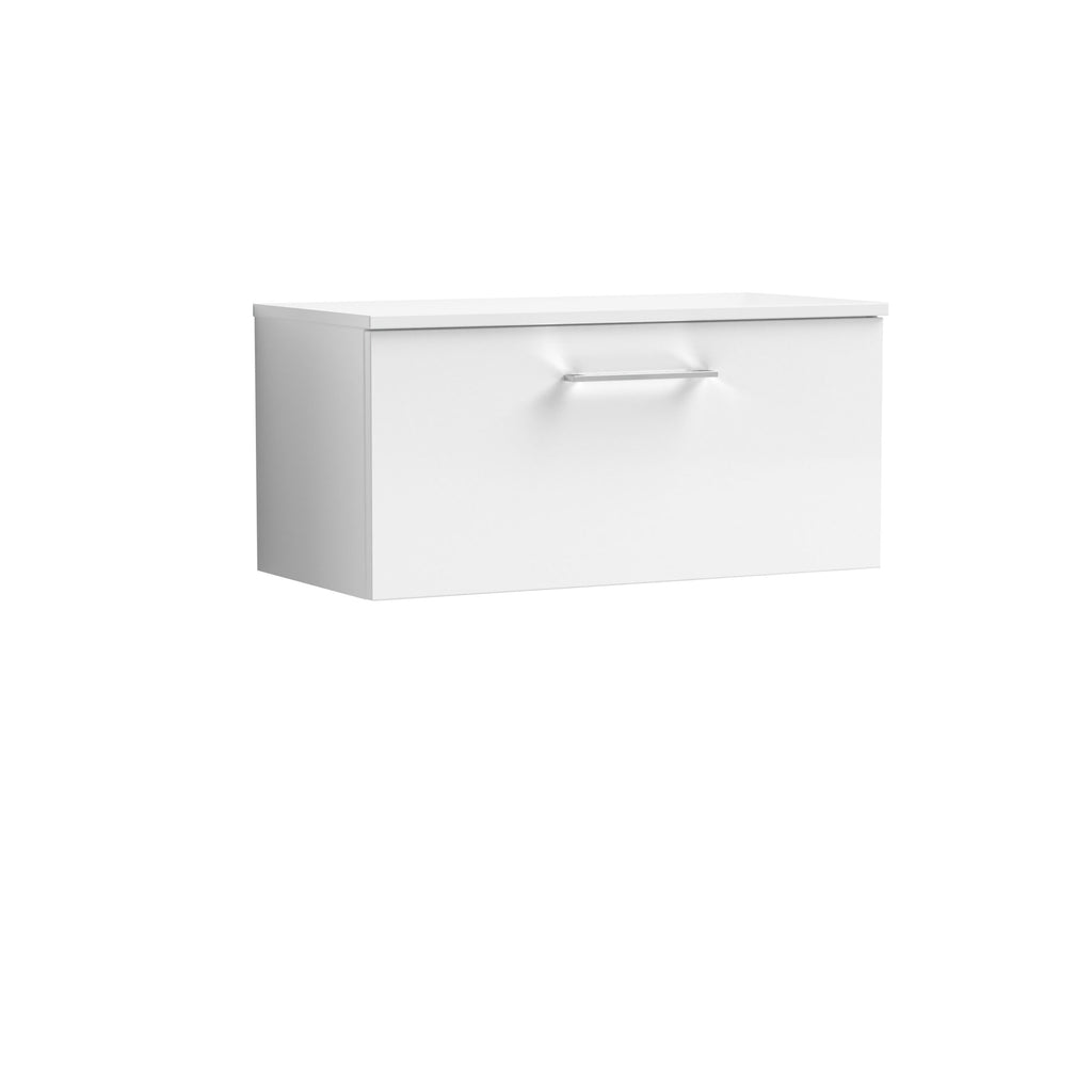 White bathroom storage cabinet with sleek handle, ideal for modern bathrooms, provides ample space for organisation and style. Perfect for keeping toiletries tidy and accessible.