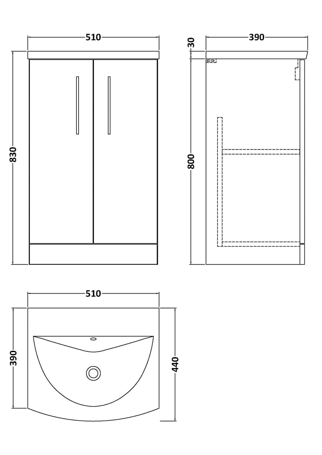 Sleek bathroom vanity unit with double doors, modern handles, and ample storage space, perfect for contemporary bathrooms. Designed for functionality and style, fits well in small and large bathroom layouts.