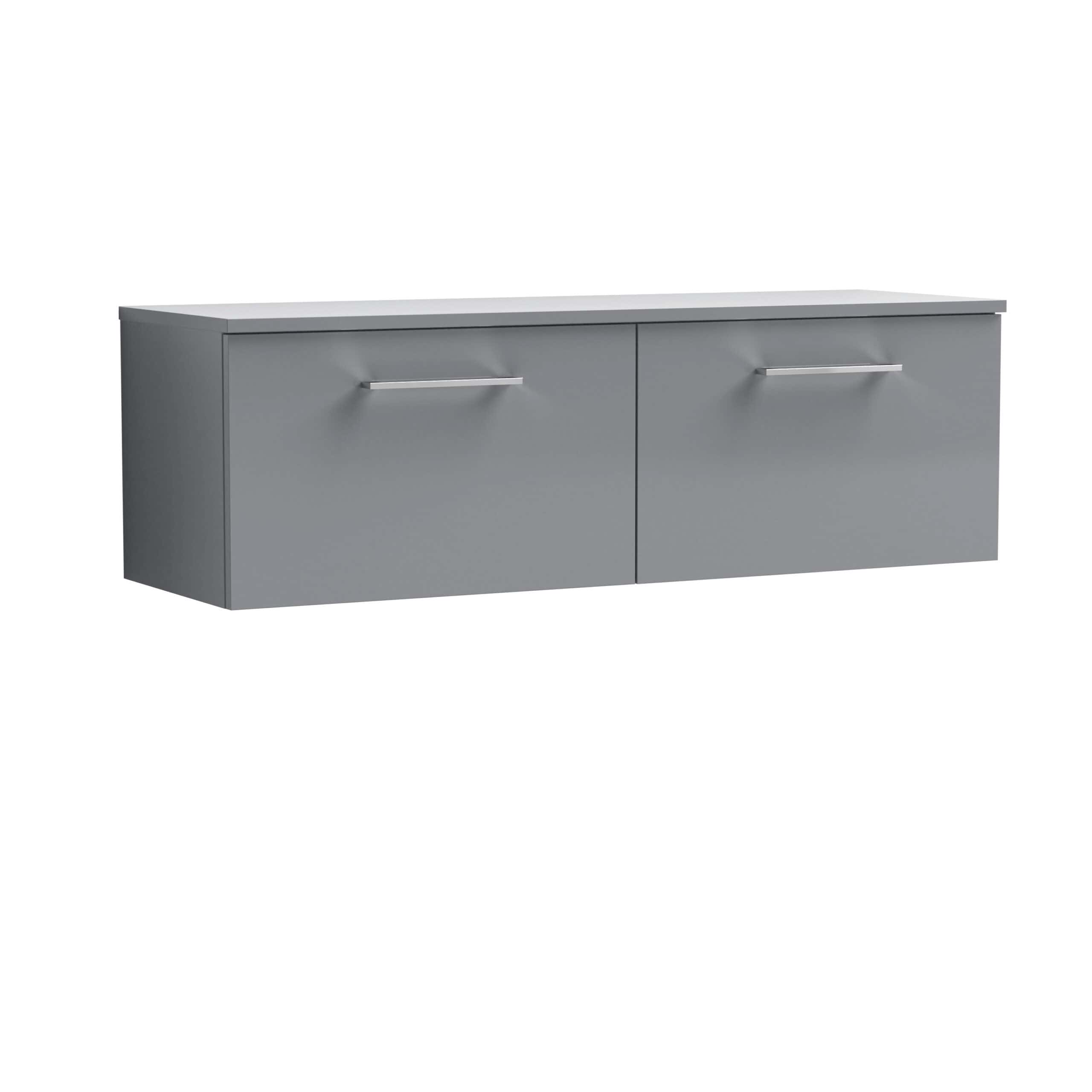 Modern grey bathroom storage cabinet with sleek handles, ideal for contemporary bathroom interiors.