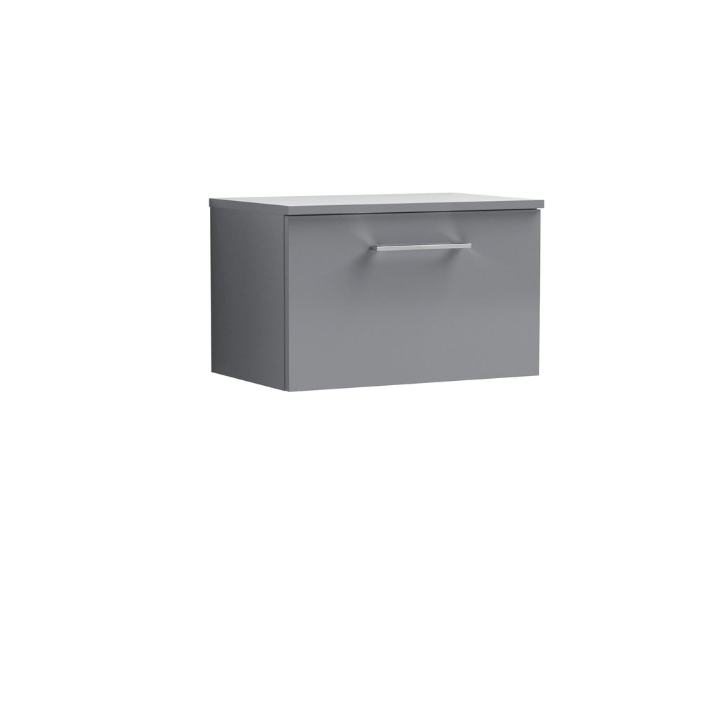 Sleek grey bathroom wall-mounted cabinet with a minimalist design and a chrome handle, ideal for modern bathroom storage solutions. Perfect for organising toiletries and bathroom essentials.