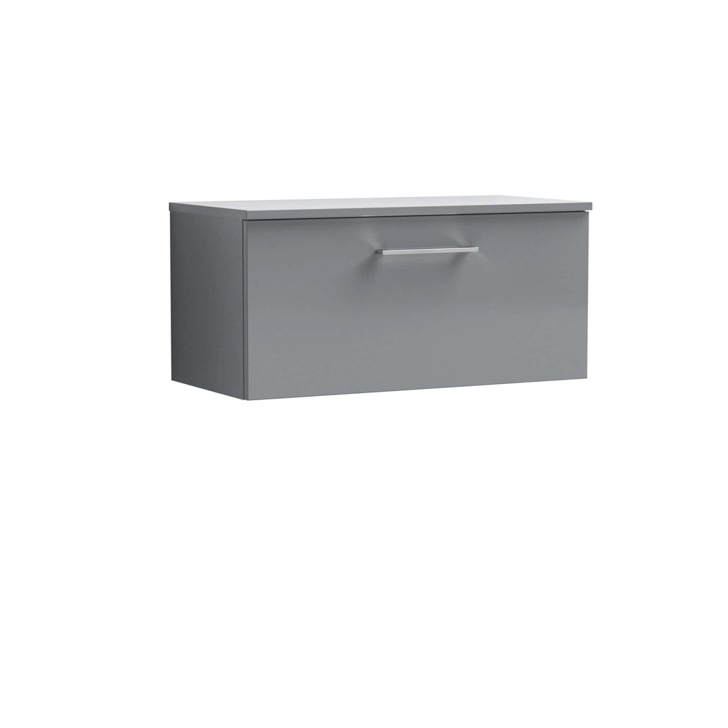 Sleek grey bathroom wall cabinet with a handle, ideal for modern bathroom storage solutions, providing space for toiletries and accessories.