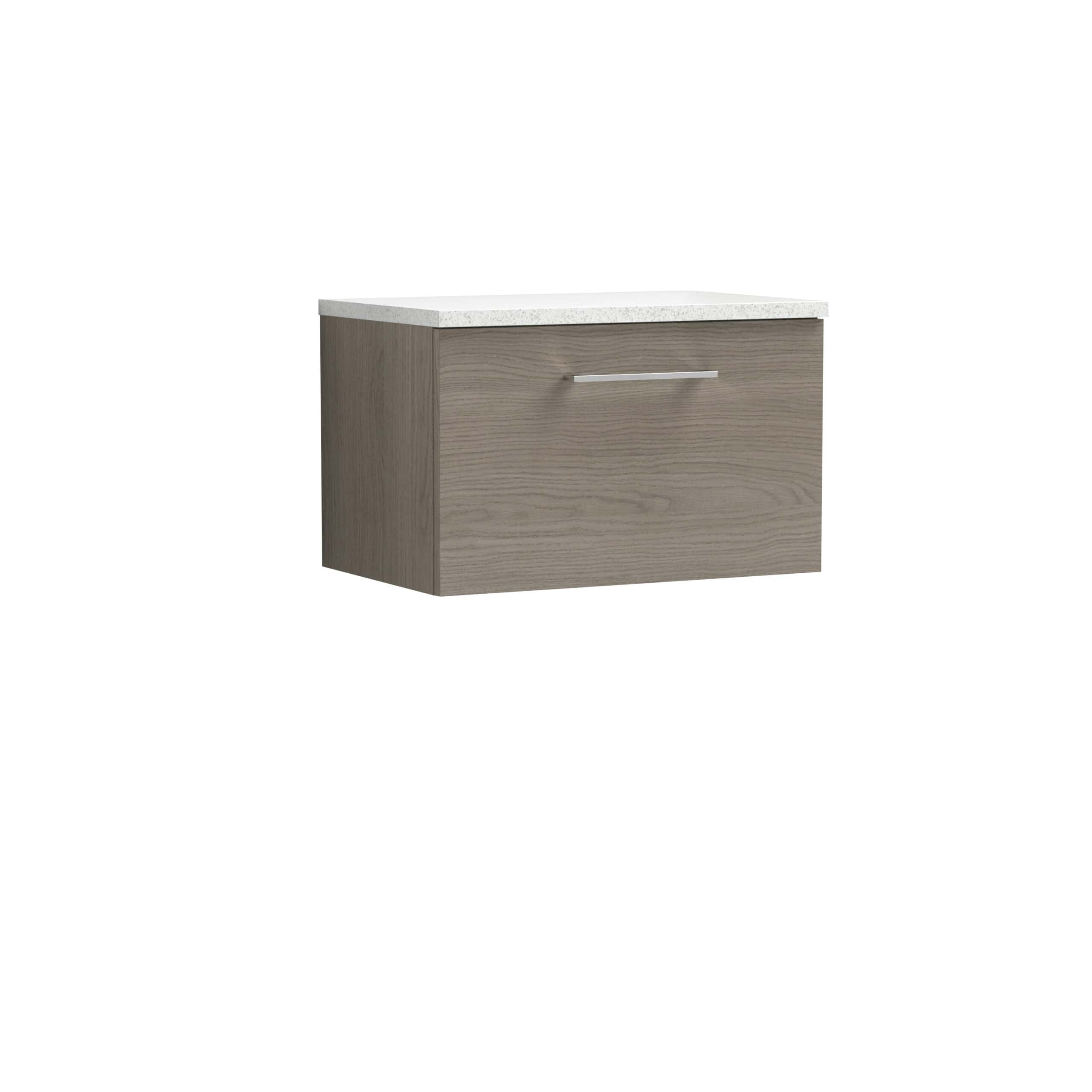 Modern bathroom wall cabinet with a light wood finish and white stone countertop for stylish, functional bathroom storage solutions.