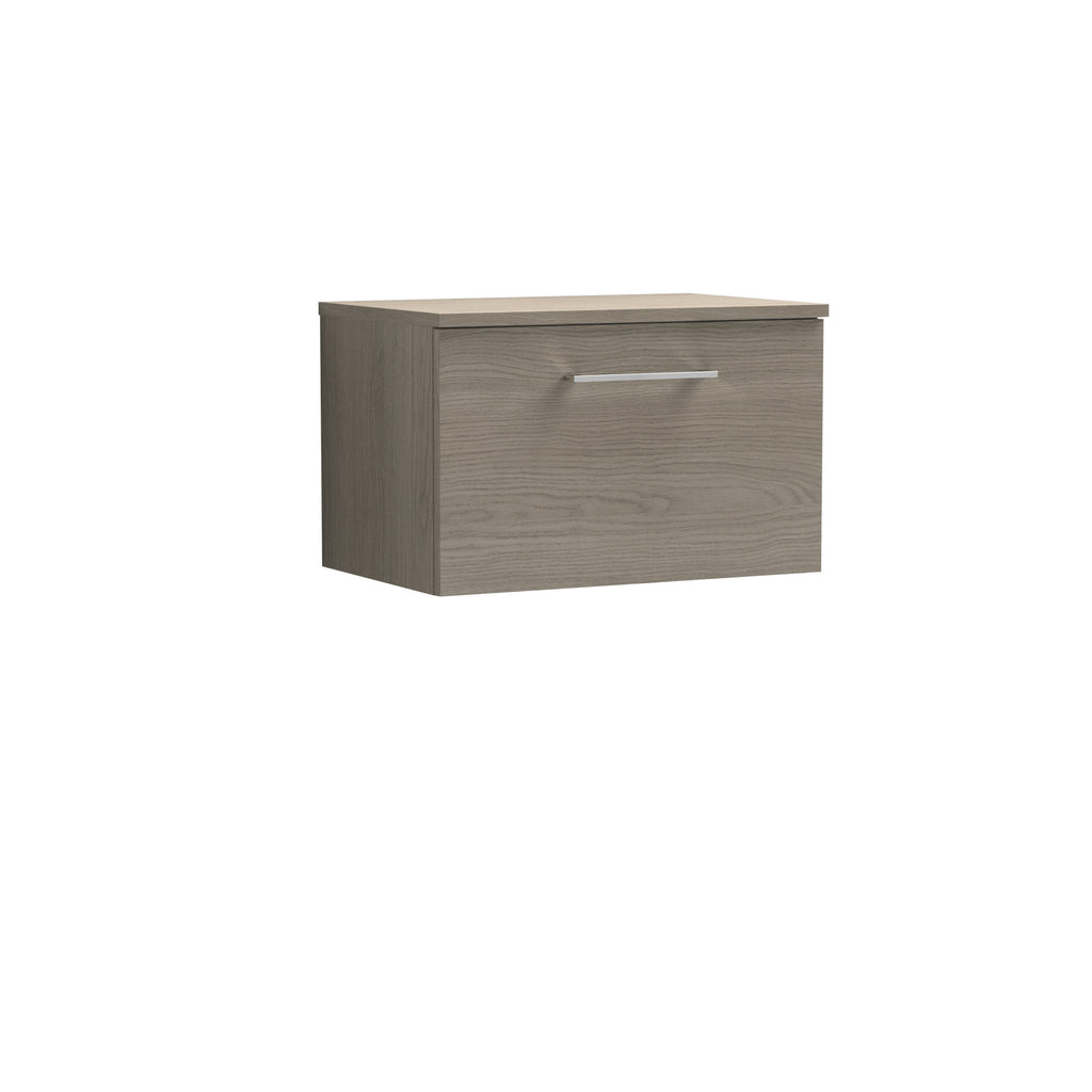 Sustainable wood-effect bathroom wall storage cabinet with sleek handle design. Perfect for modern bathroom organisation.