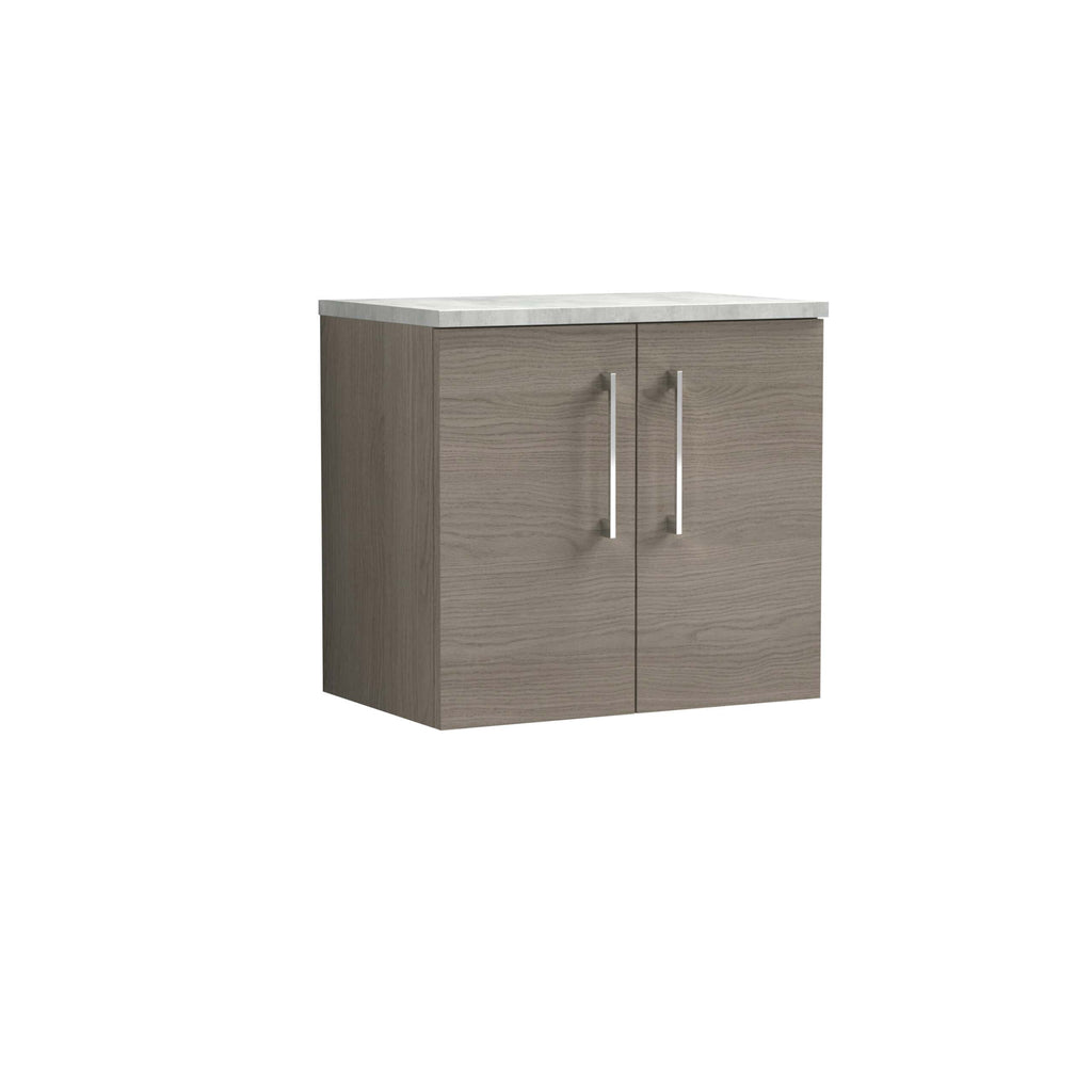 Contemporary bathroom vanity cabinet with wood finish and sleek metal handles, ideal for bathroom storage solutions, part of Bubly Bathrooms collection.