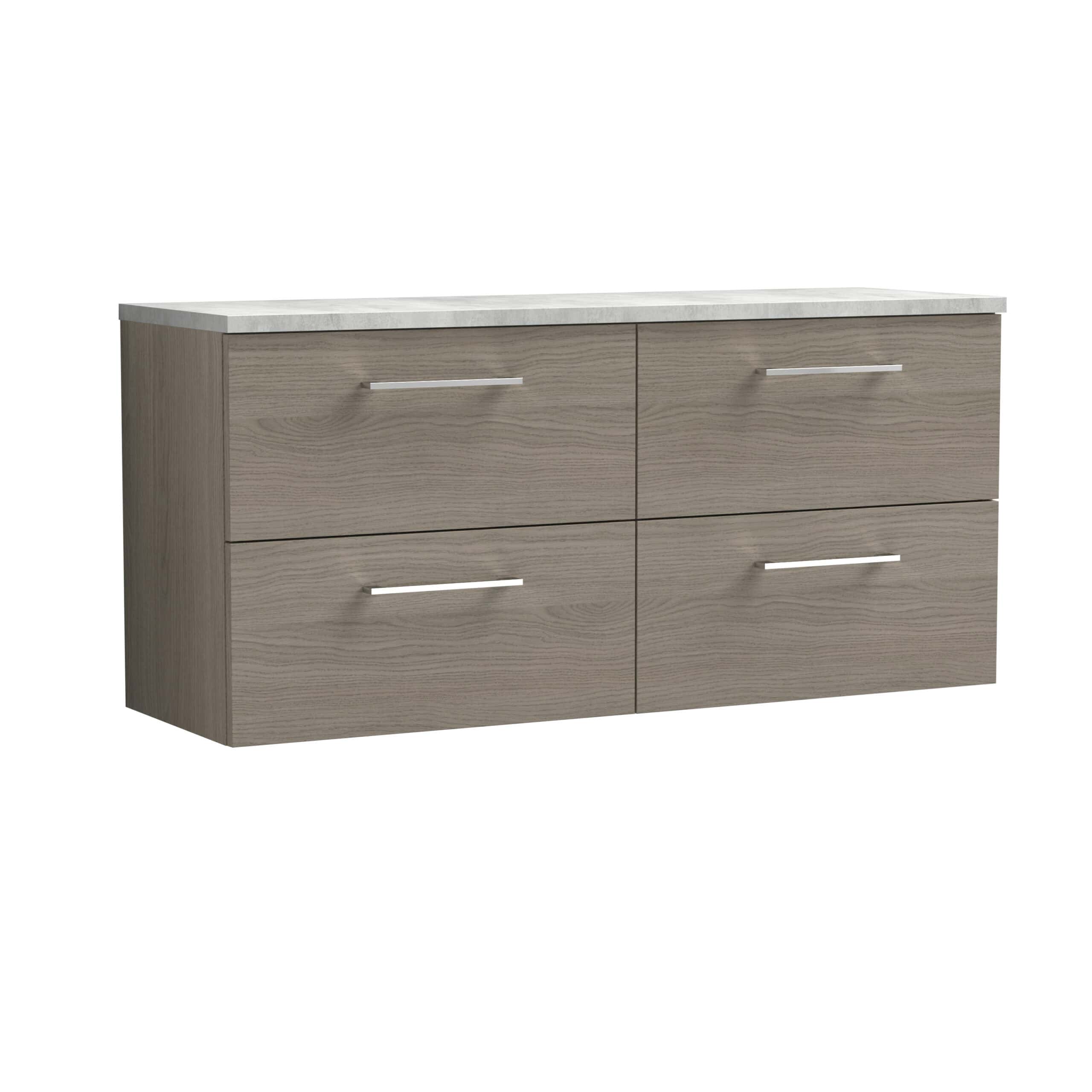 Sleek bathroom vanity unit with four spacious drawers and a white marble top, ideal for modern bathroom storage solutions. Perfect for organising toiletries and enhancing bathroom aesthetics.