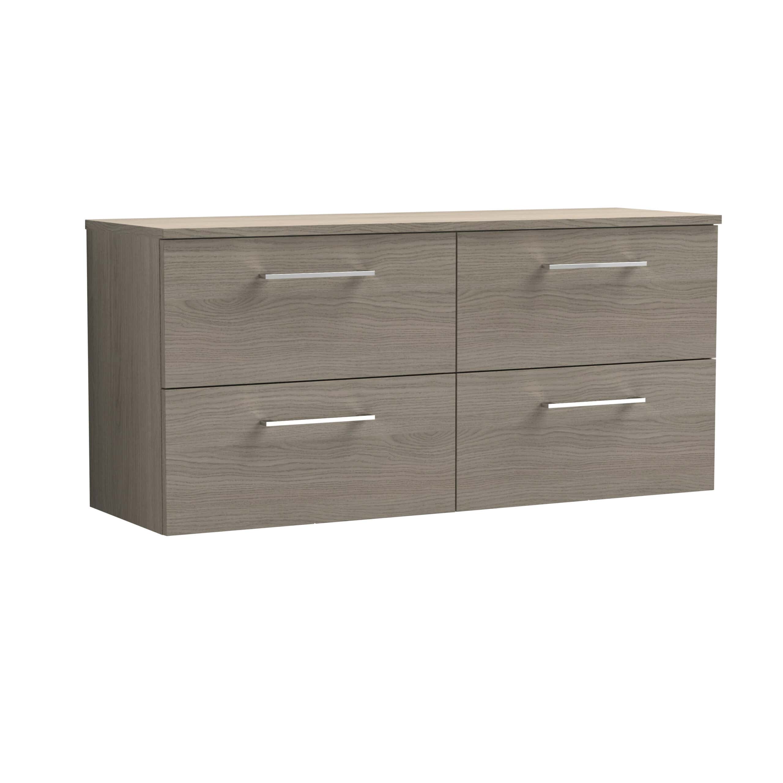 Sleek modern beige bathroom storage unit with four drawers and minimalist silver handles, ideal for organising bathroom essentials and enhancing bathroom decor.