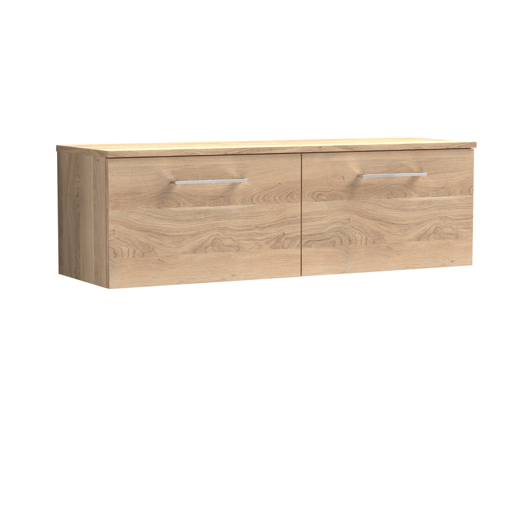 Natural oak bathroom wall cabinet with modern silver handles, ideal for bathroom storage and organisation, part of Bubly Bathrooms’ contemporary bathroom furniture range.