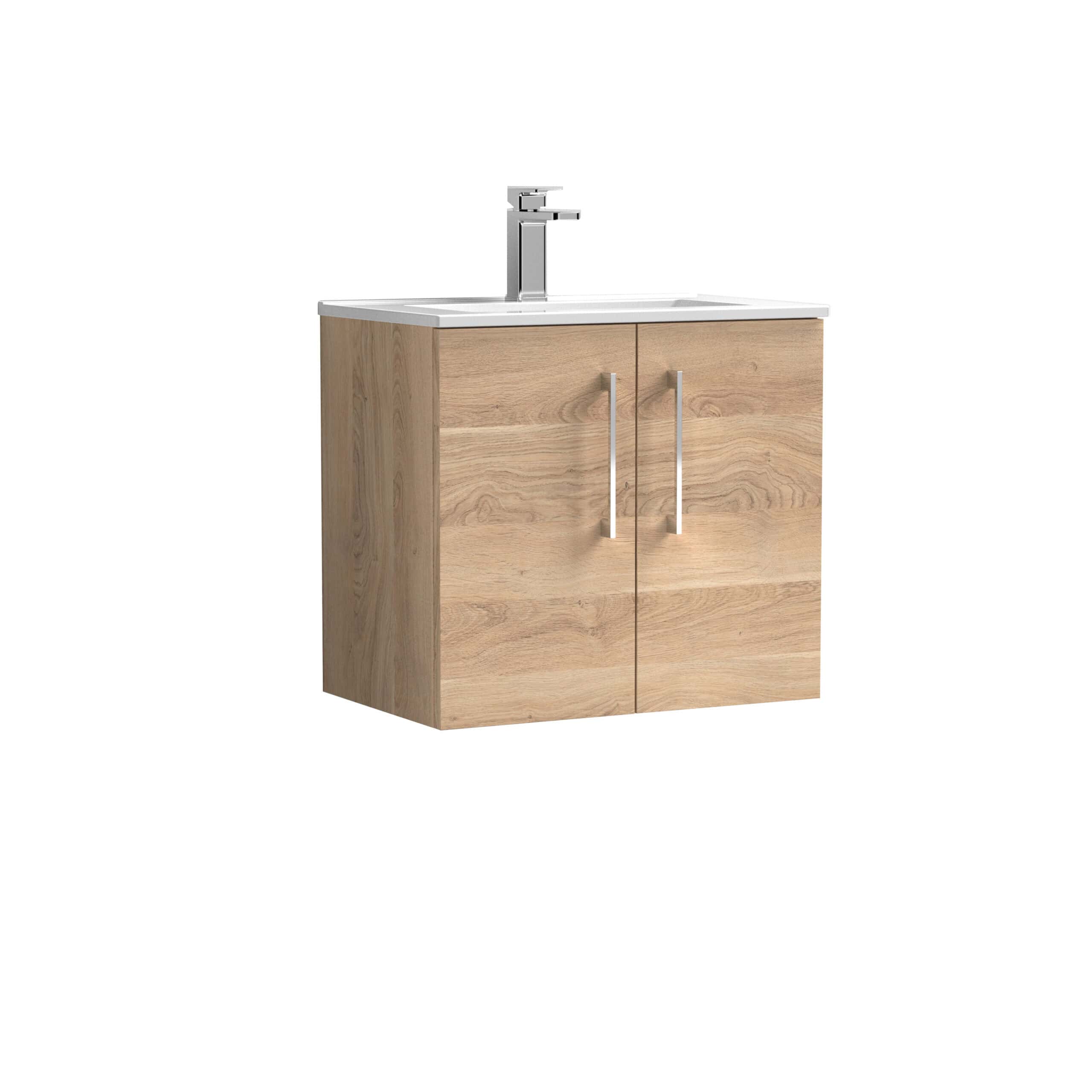 Modern wooden bathroom vanity with white ceramic sink and chrome faucet, ideal for bathroom refurbishment and contemporary bathroom design, offering stylish storage solutions.
