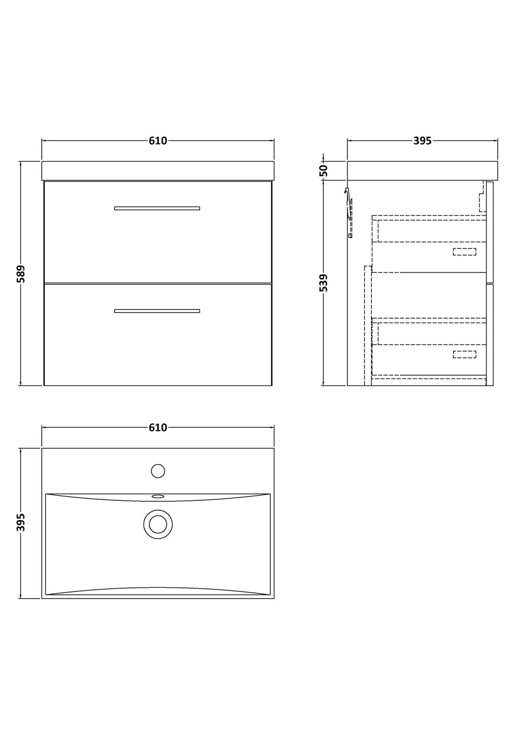 Sleek white bathroom vanity unit with two spacious drawers, modern handle design, ideal for contemporary Bubly bathrooms, perfect for storage and organisation.