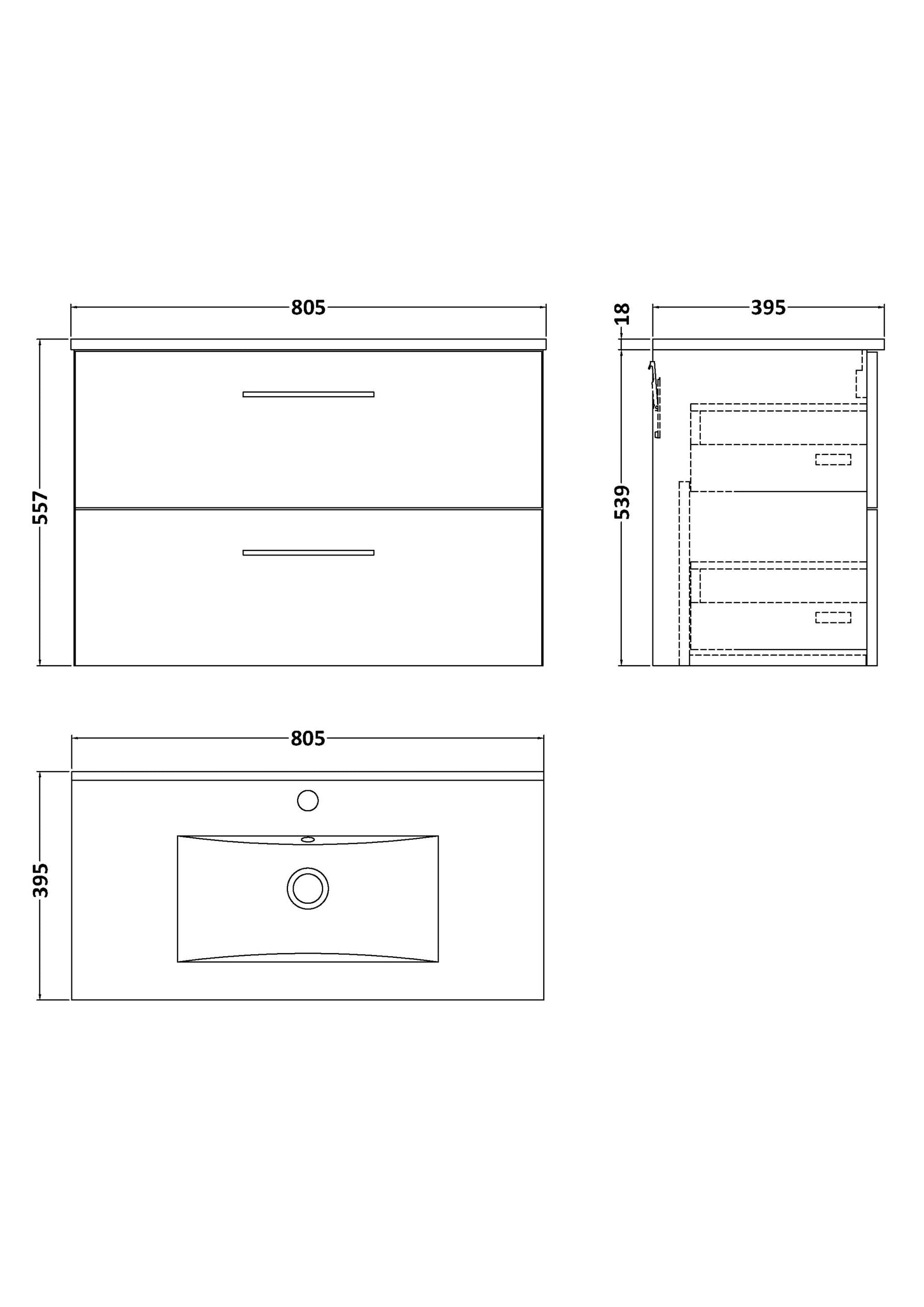 Sleek modern bathroom vanity unit with two drawers, designed for contemporary Bubly bathrooms, featuring clean lines and ample storage space.