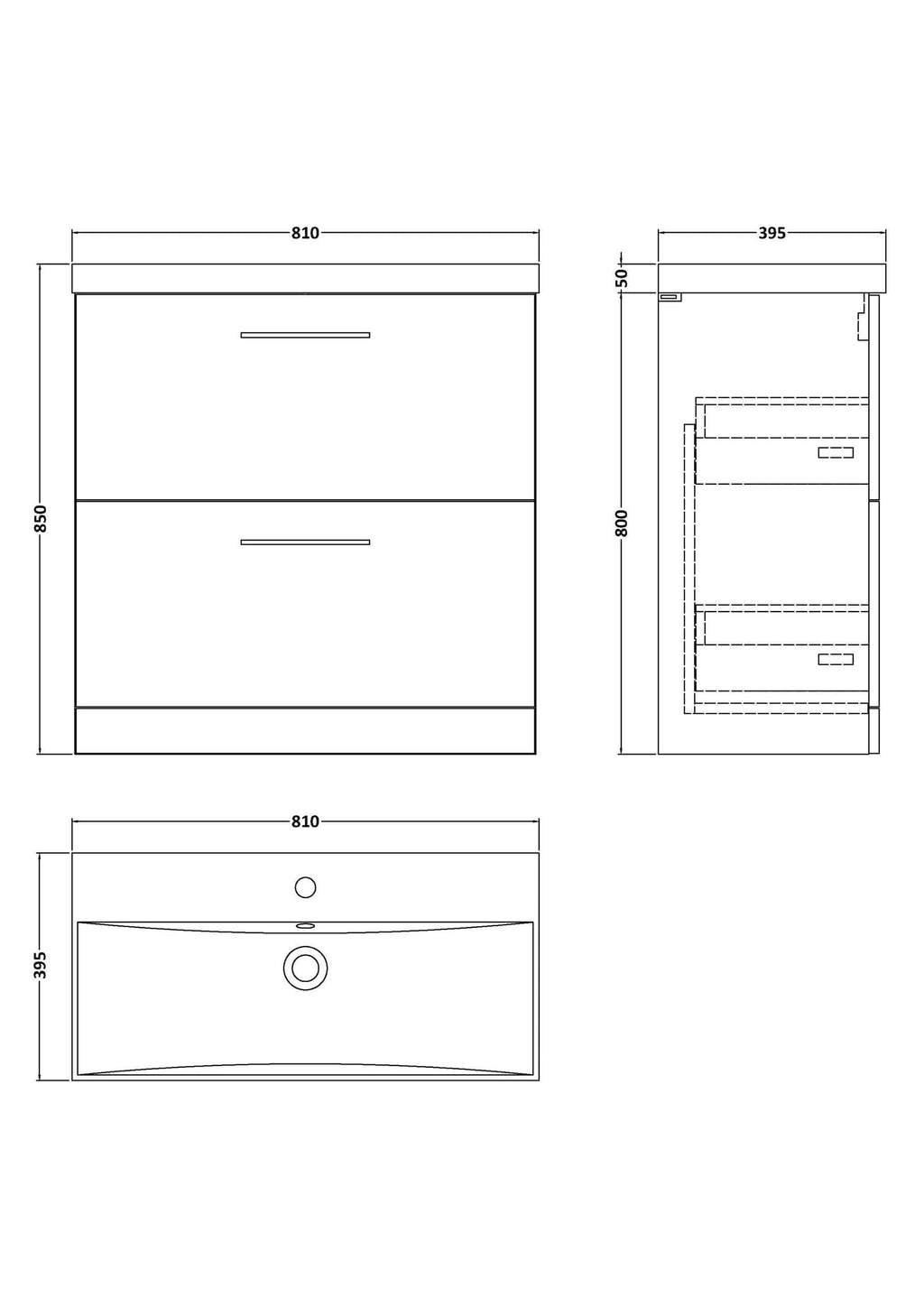 Sleek modern bathroom vanity unit with two drawers, ideal for storage and organisation, featuring a minimalist design perfect for contemporary bathrooms.