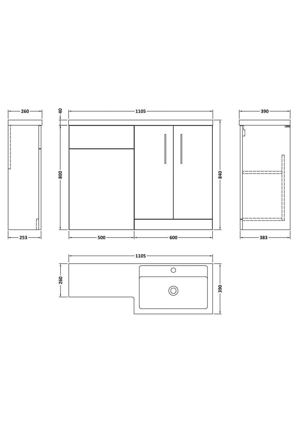 Modern bathroom vanity cabinet with sink and storage, featuring sleek design and ample space for organisation, designed specifically for Bubly Bathrooms.