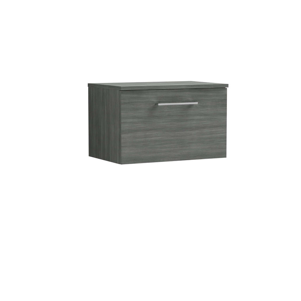 Sleek grey bathroom wall-mounted cabinet with a modern handle, providing stylish storage for Bublry bathrooms. Perfect for enhancing bathroom organisation and contemporary decor.