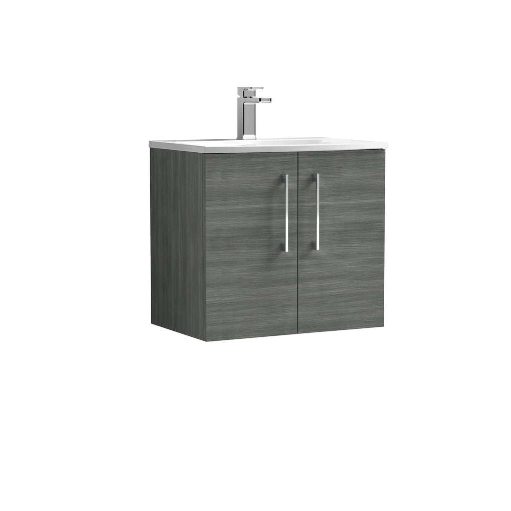 Modern grey bathroom vanity with a sleek ceramic top and chrome faucet, ideal for contemporary bathroom designs. Durable storage cabinets for toiletries and essentials. Perfect for stylish and functional bathrooms.