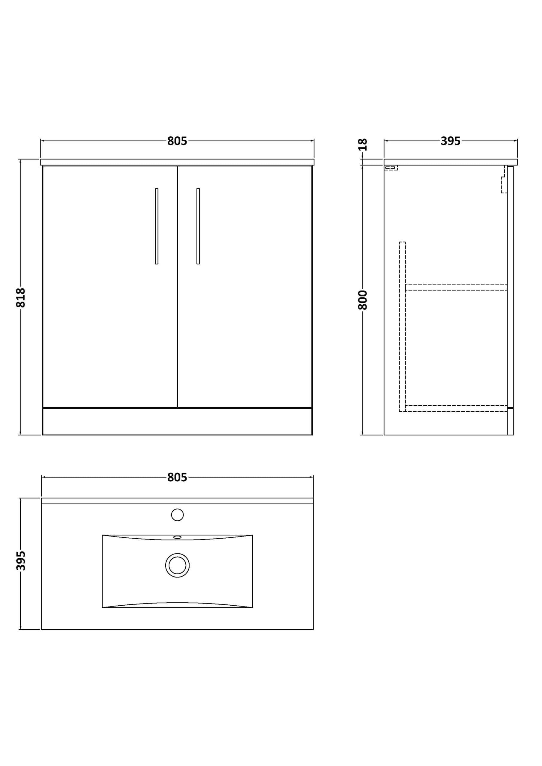 Sleek bathroom vanity cabinet with dual doors, modern design, ideal for Bubly Bathrooms, featuring ample storage and contemporary style.