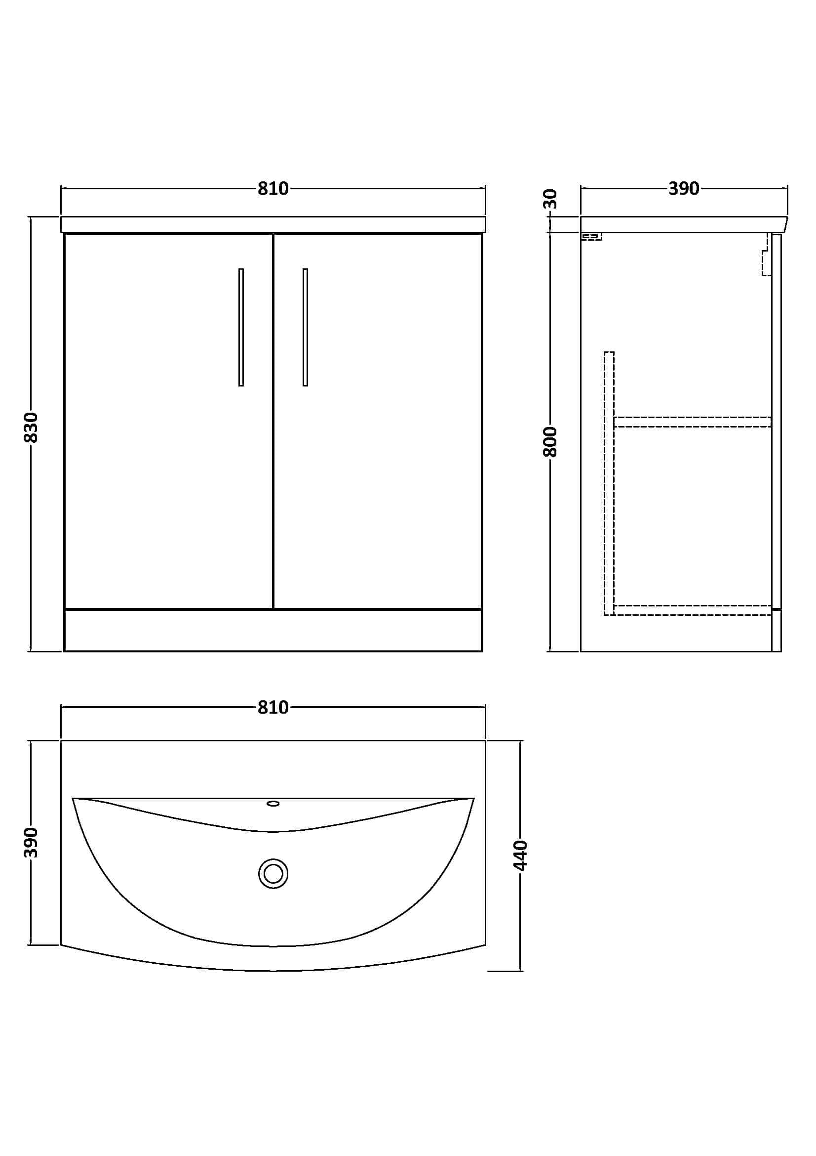 Sleek bathroom vanity cabinet with double doors, modern design, durable finish, perfect for contemporary bathrooms.