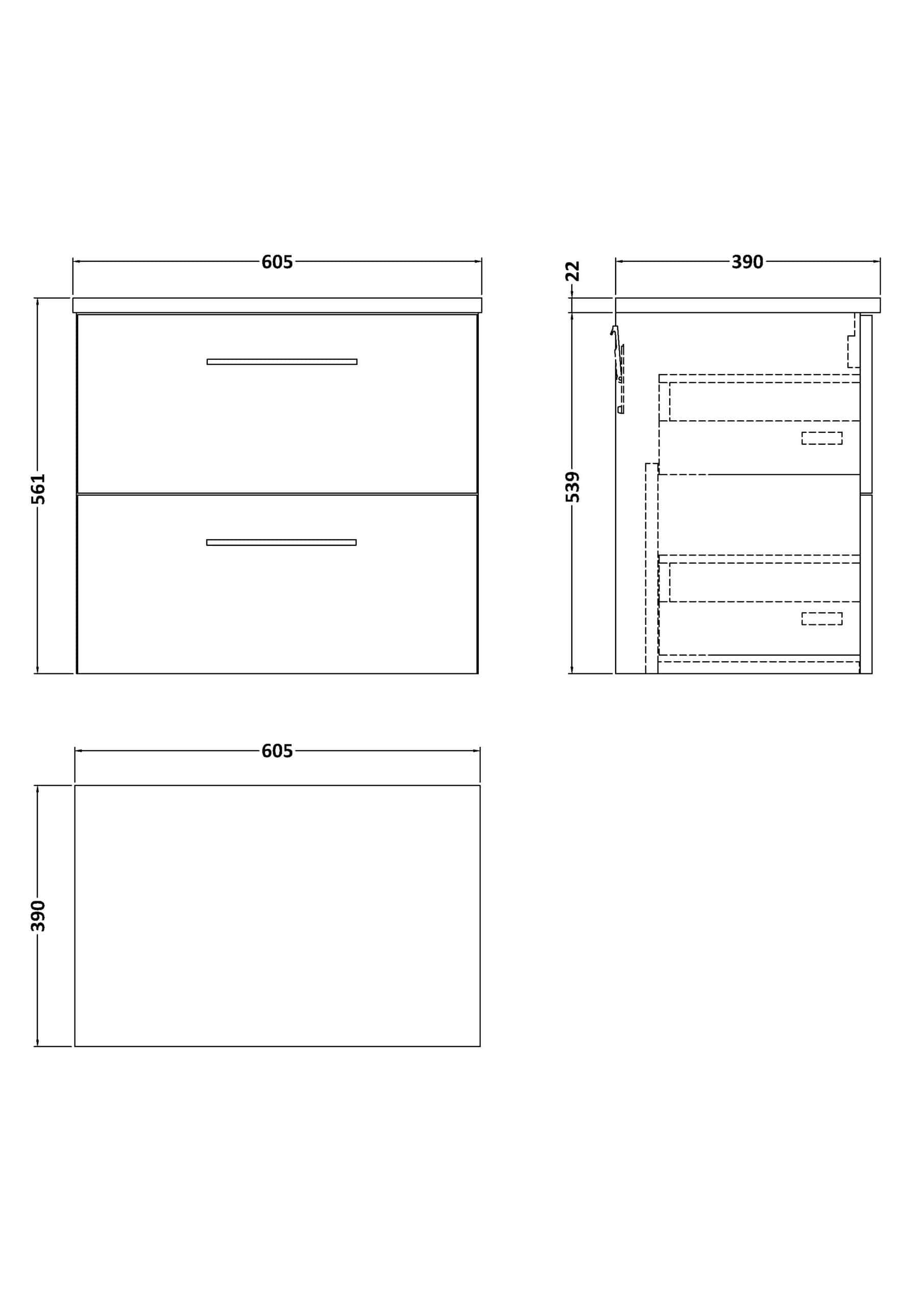 Modern bathroom vanity unit with two drawers, grey finish, and sleek handles for stylish bathroom storage and organisation.