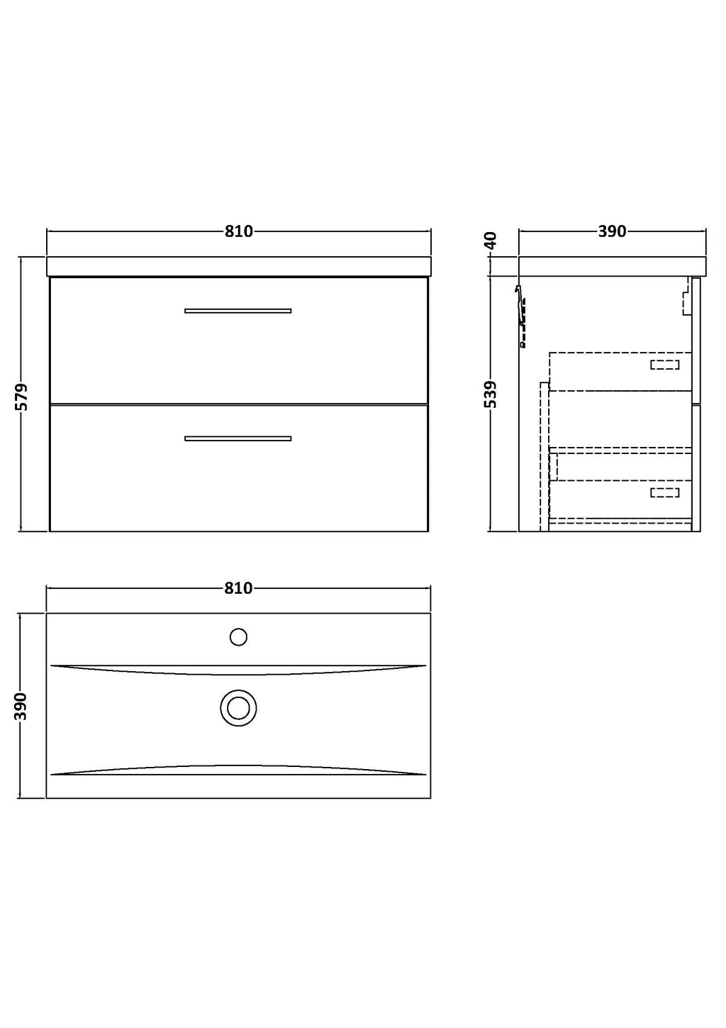 Sleek white bathroom vanity unit with two large drawers, modern handles, and a spacious top for bathroom sink installation, ideal for contemporary Bubly bathrooms.