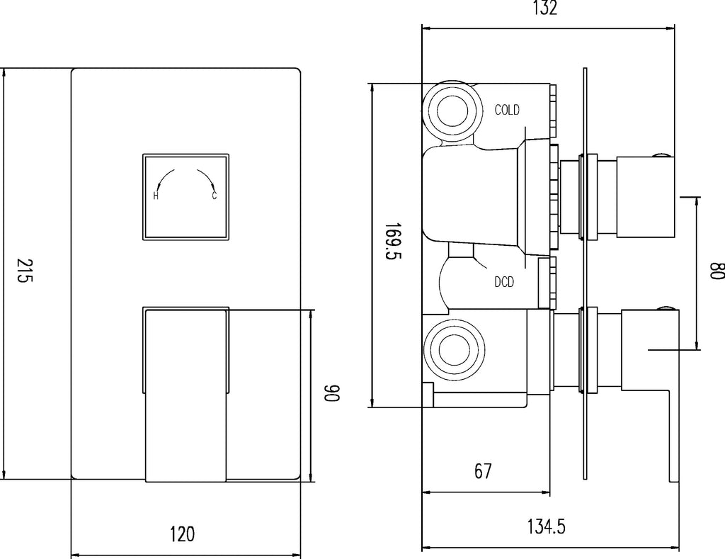 High-quality plumbing fitting technical drawing showcasing dimensions and connections for bathroom installation, ideal for builders and plumbers.