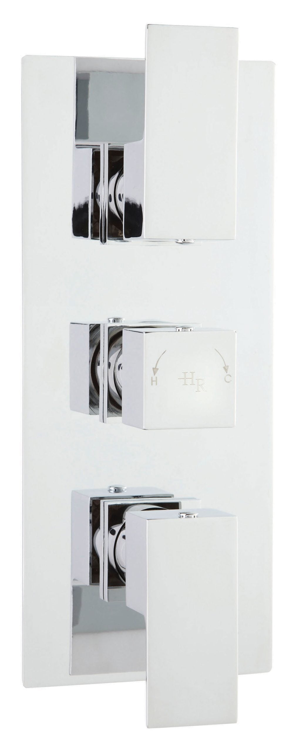 Sleek chrome thermostatic shower valve and control panel for modern bathroom heating and water temperature regulation. Ideal for luxury Bubly Bathrooms installations.