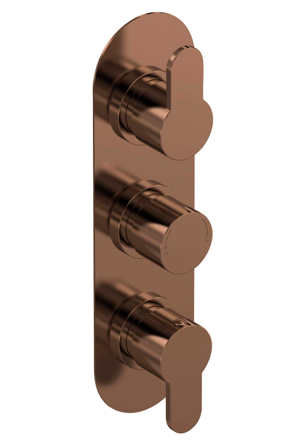 Elegant rose gold thermostatic shower control valve for modern bathroom installations, providing precise temperature regulation and stylish design.
