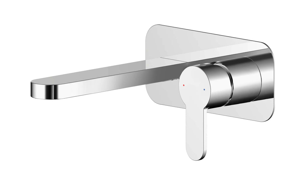 Shower mixer tap with modern chrome finish, wall-mounted design for Bubly Bathrooms. Perfect for contemporary bathrooms, offering precise temperature control and sleek style.