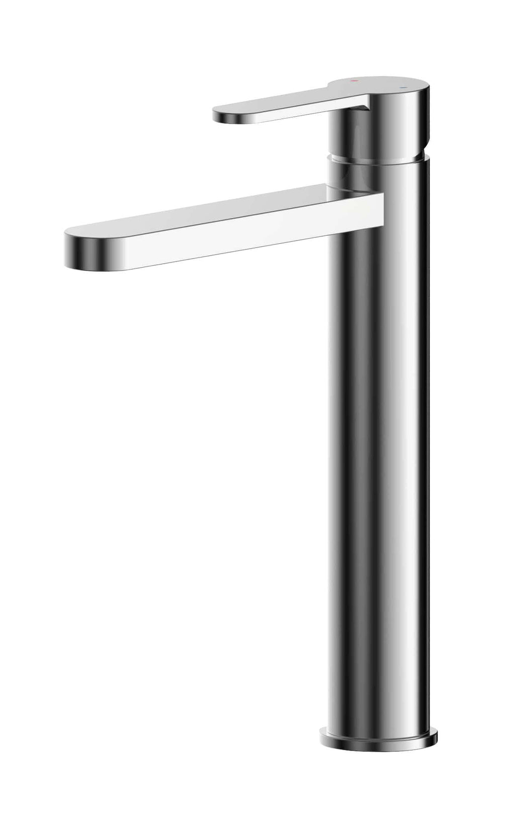 Sleek modern chrome bathroom tap with a minimalist design, perfect for contemporary bathrooms and kitchens. Ergonomic single lever for easy water control.