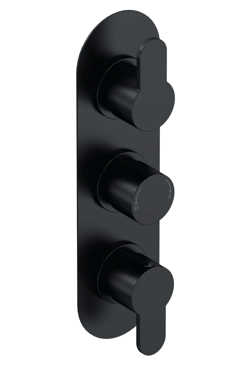 Sleek black thermostatic shower control valve for modern bathroom showers, featuring easy-to-grip dials for precise temperature and flow adjustment, ideal for stylish Bubly bathrooms.