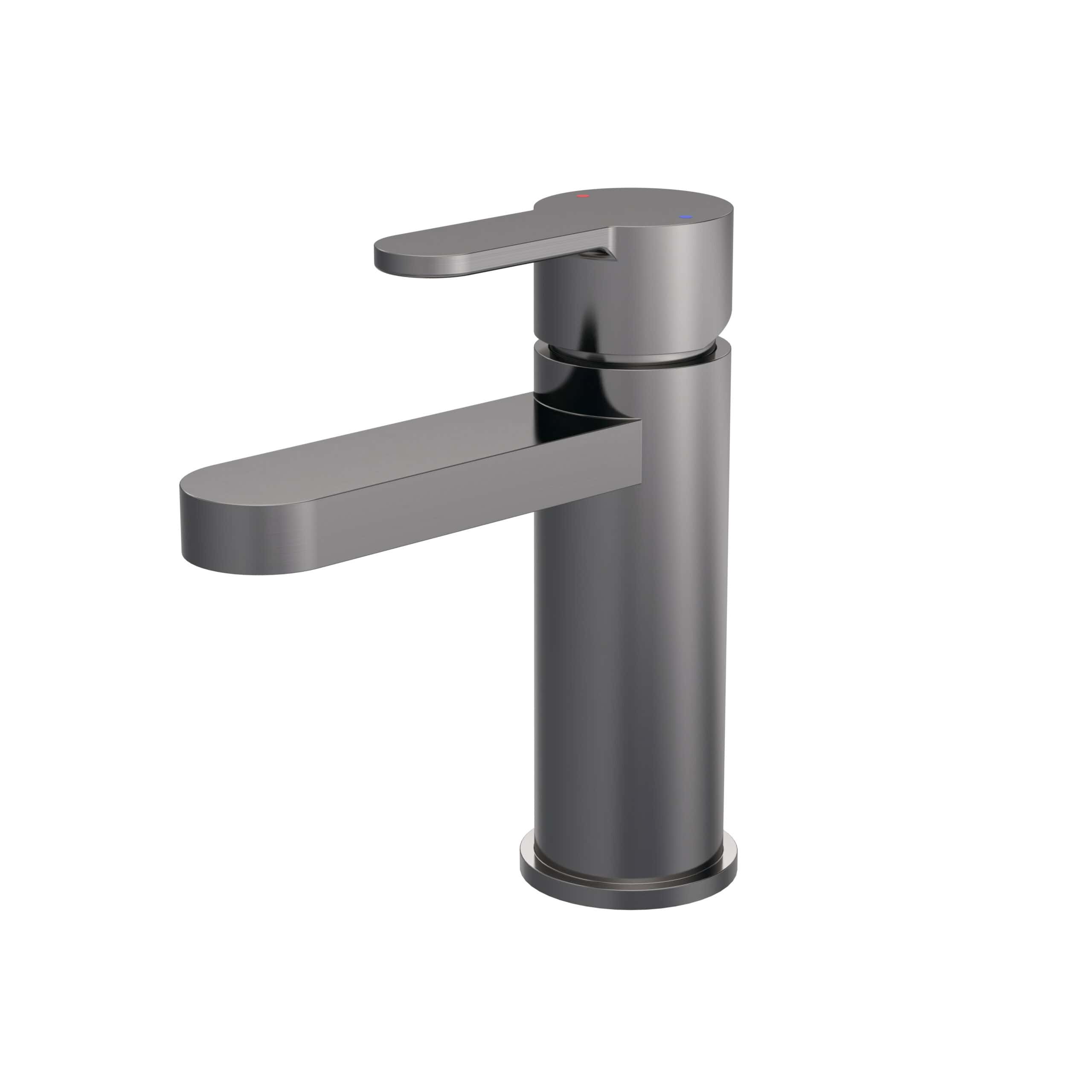 Sleek modern chrome bathroom tap with a minimalist design, suitable for contemporary bathroom sinks, featuring a single lever for easy temperature and flow control.