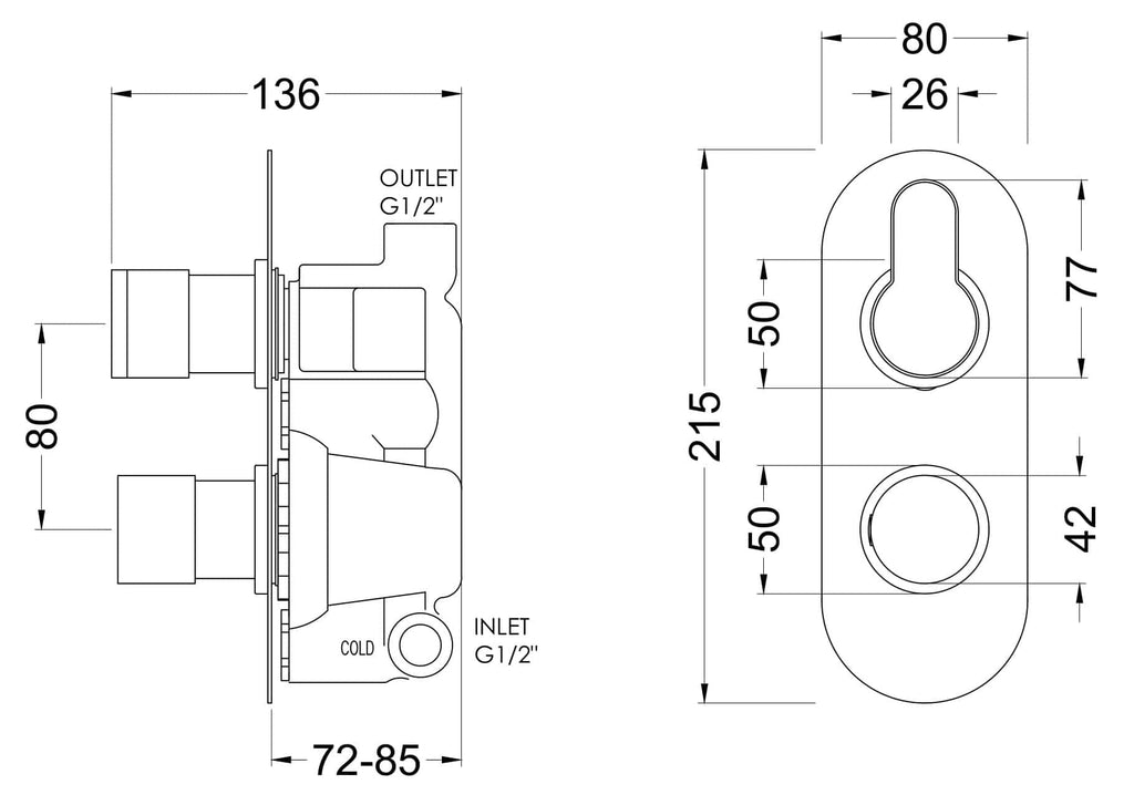 High-quality bathroom mixer tap technical drawing with dimensions, suitable for modern bathroom design and installation, showcasing plumbing and fixture details for optimal bathroom upgrade.