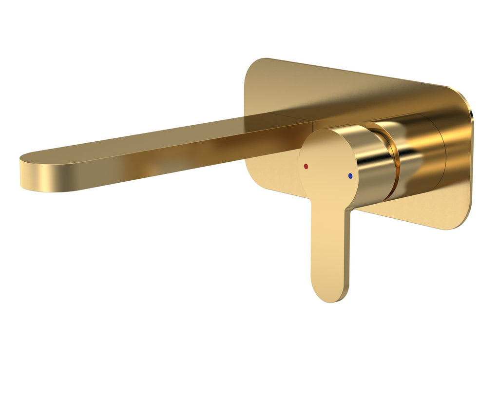 Sleek gold bathroom tap designed for modern Bubly bathrooms, featuring a minimalist aesthetic and temperature control for stylish and functional bathroom fixtures.