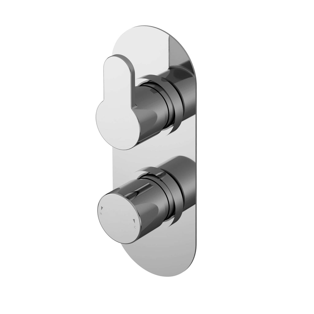 Shower valve chrome thermostatic mixer tap for modern bathroom design by Bubly Bathrooms.