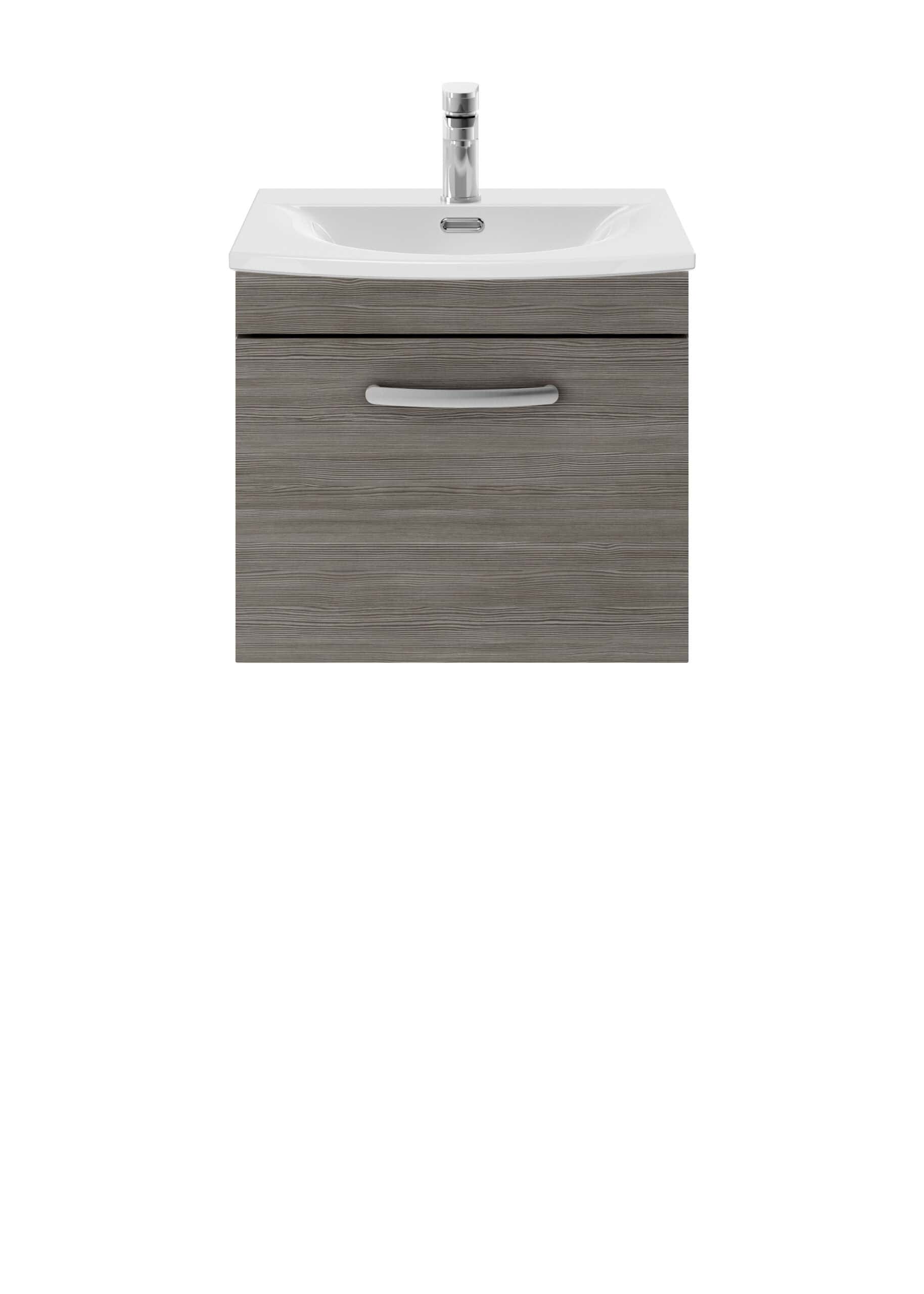 Modern bathroom vanity with wooden finish and white ceramic sink, ideal for bathroom storage and décor.