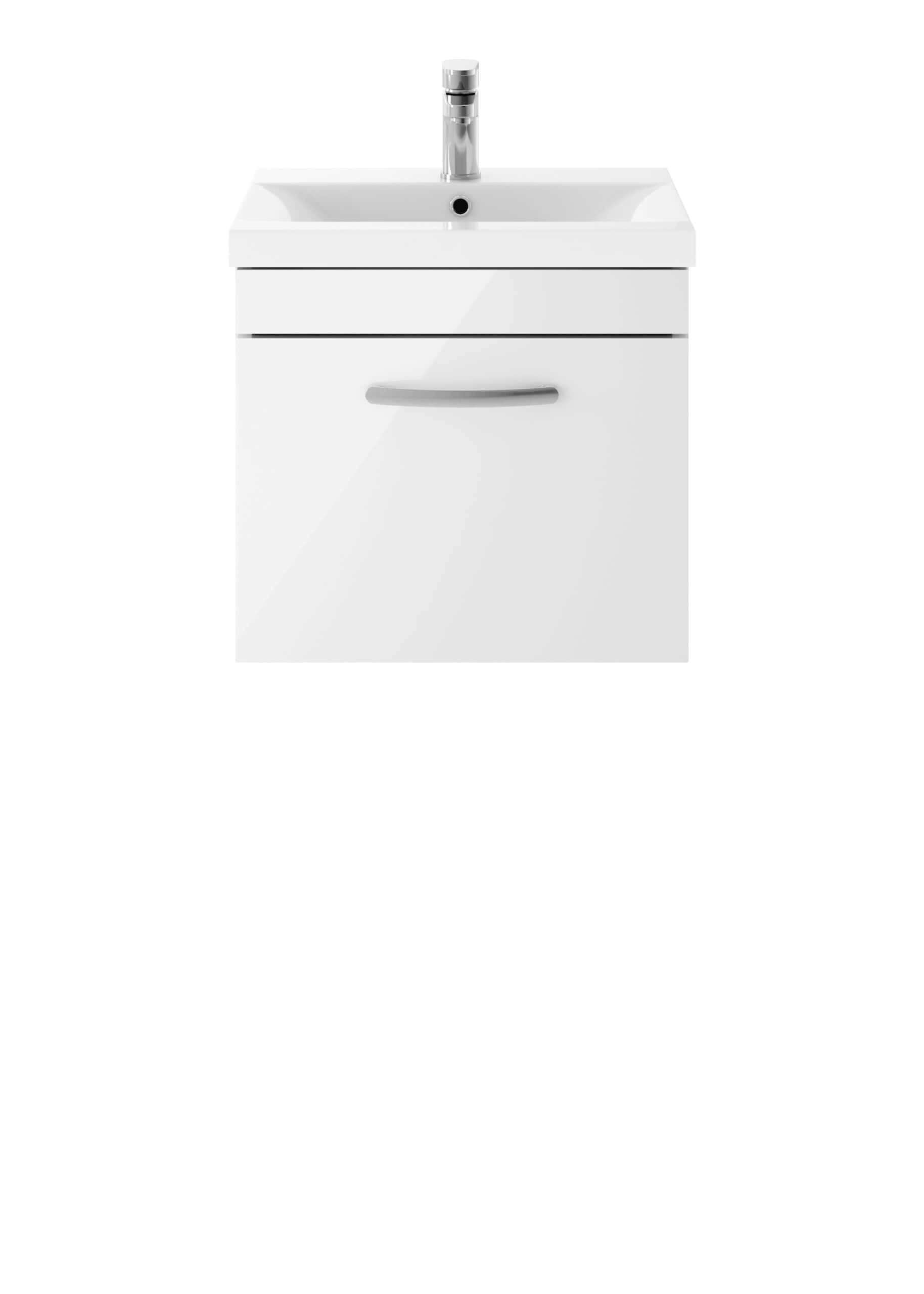 White bathroom vanity with integrated sink and chrome faucet, modern bathroom furniture for stylish bathroom design.