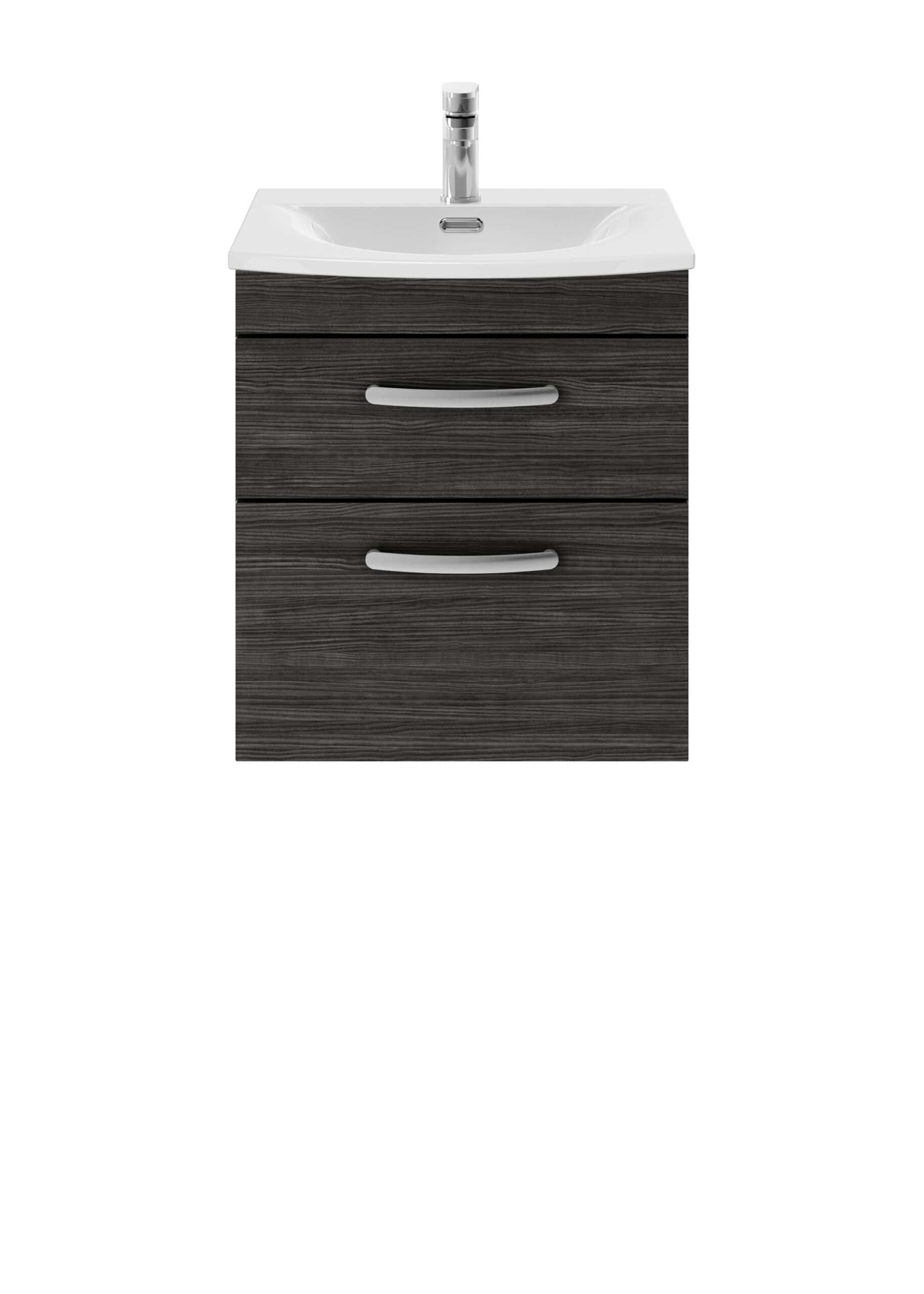Modern bathroom vanity unit with sink and chrome tap, ideal for contemporary bathrooms and washrooms.