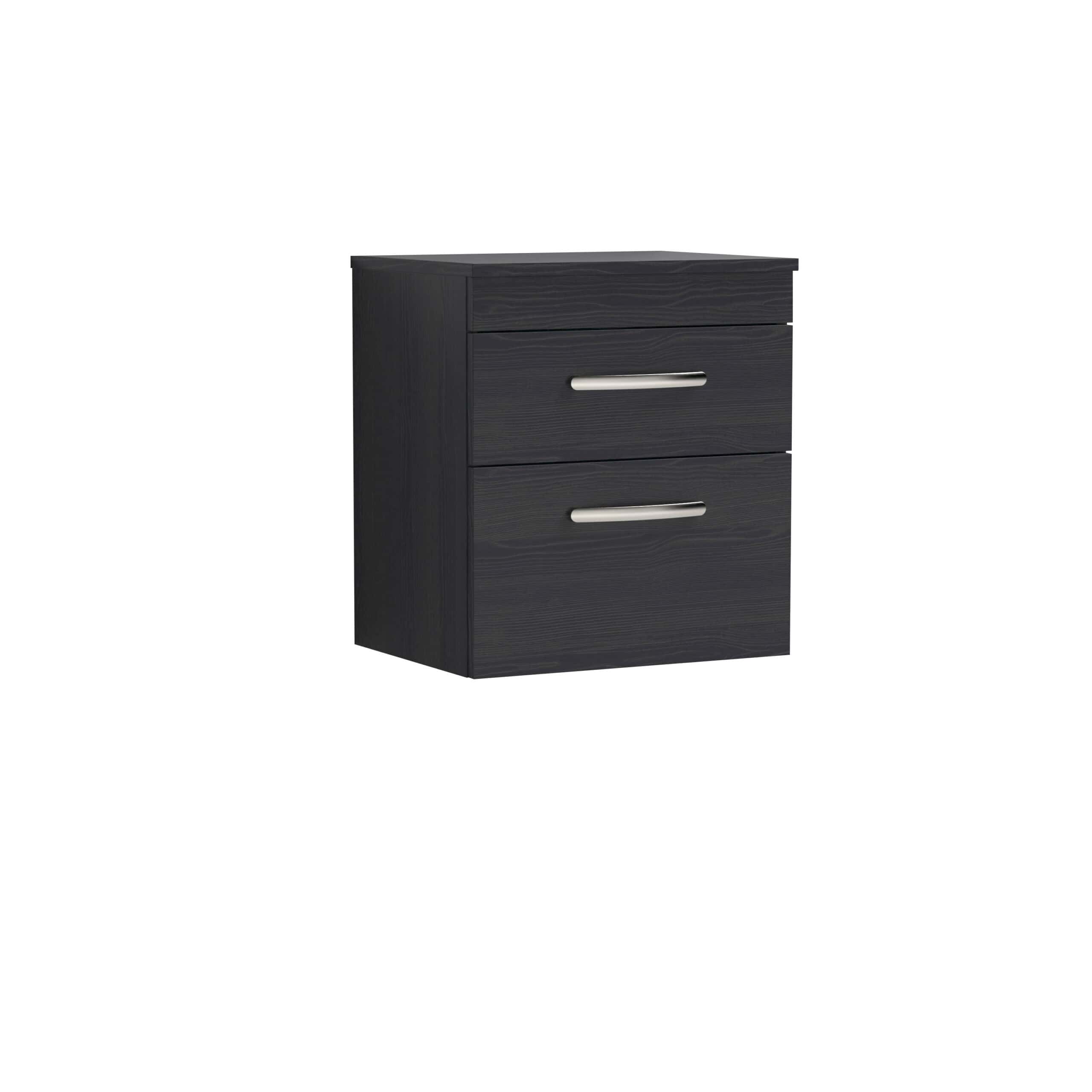 Contemporary black bathroom vanity cabinet with silver handles, ideal for modern bathrooms, providing storage for essentials and adding stylish detail. Perfect for bathroom renovation projects.